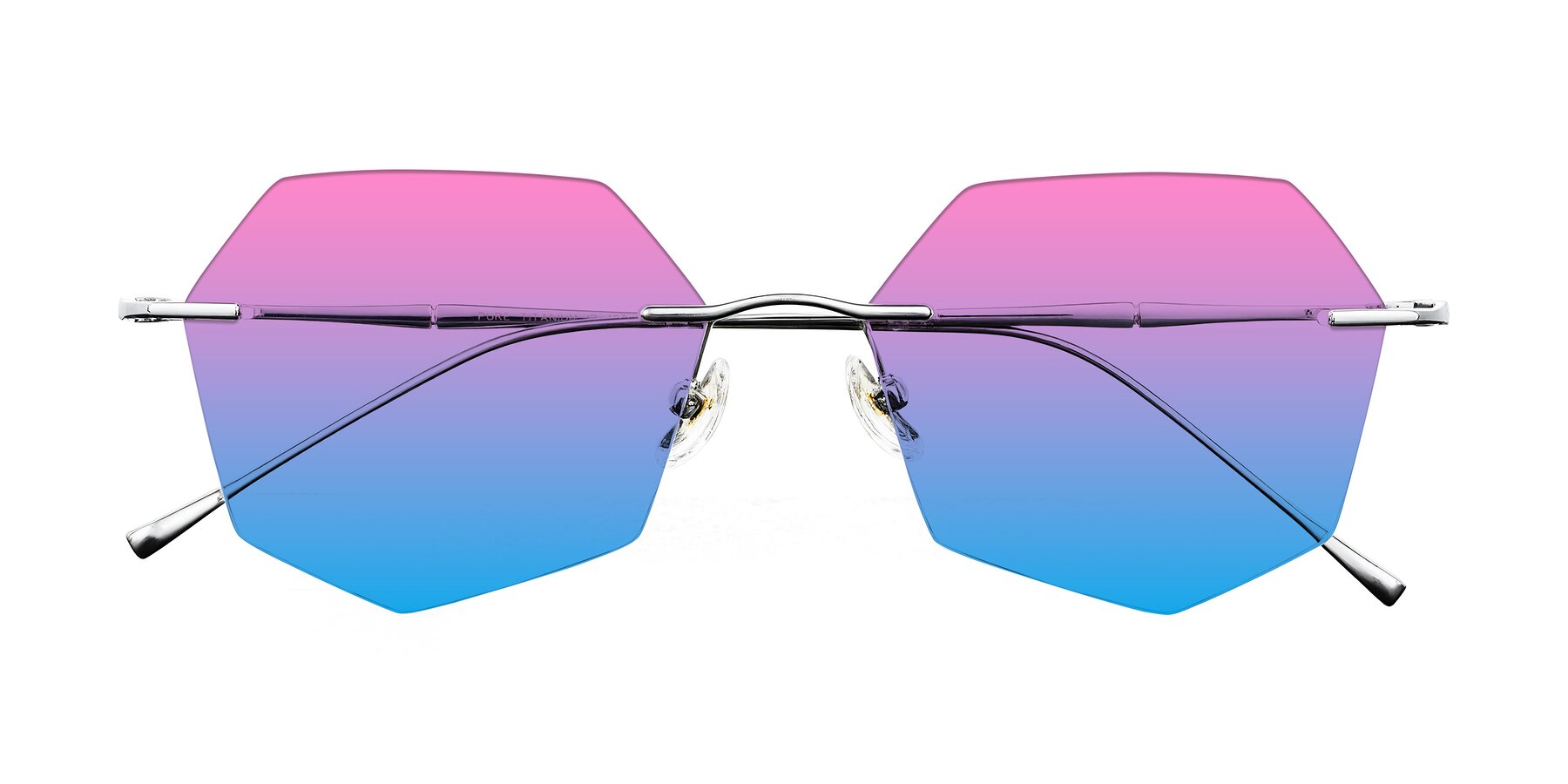 Folded Front of Edme in Silver with Pink / Blue Gradient Lenses