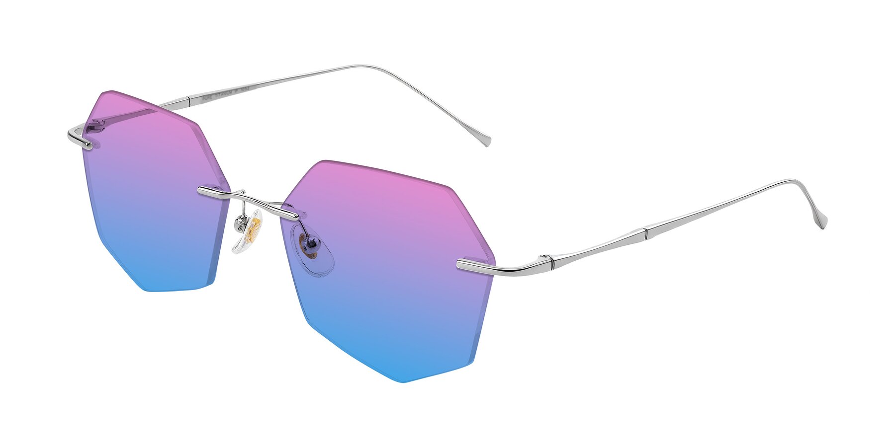 Angle of Edme in Silver with Pink / Blue Gradient Lenses