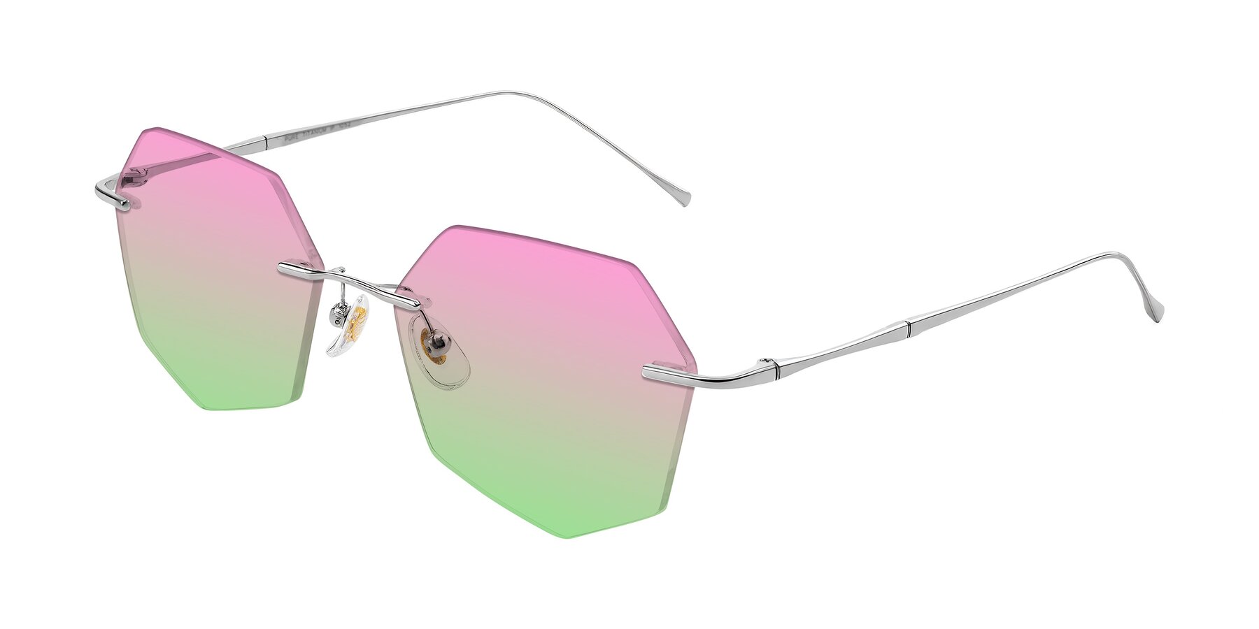 Angle of Edme in Silver with Pink / Green Gradient Lenses
