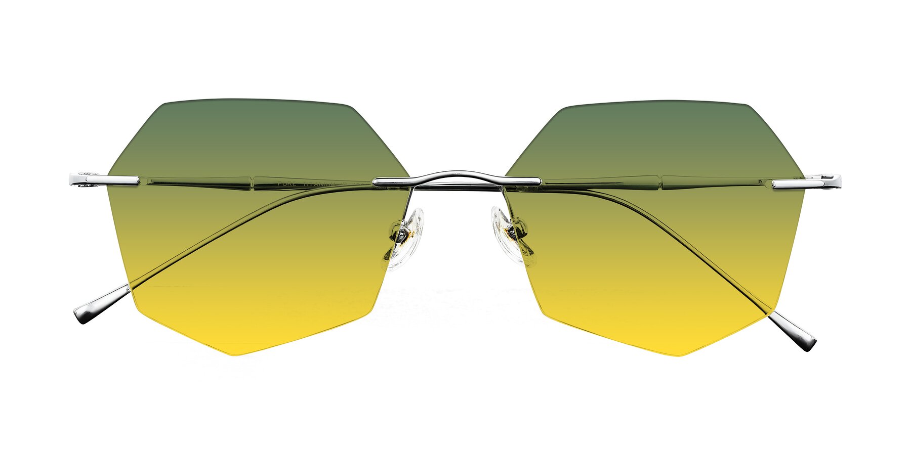 Folded Front of Edme in Silver with Green / Yellow Gradient Lenses