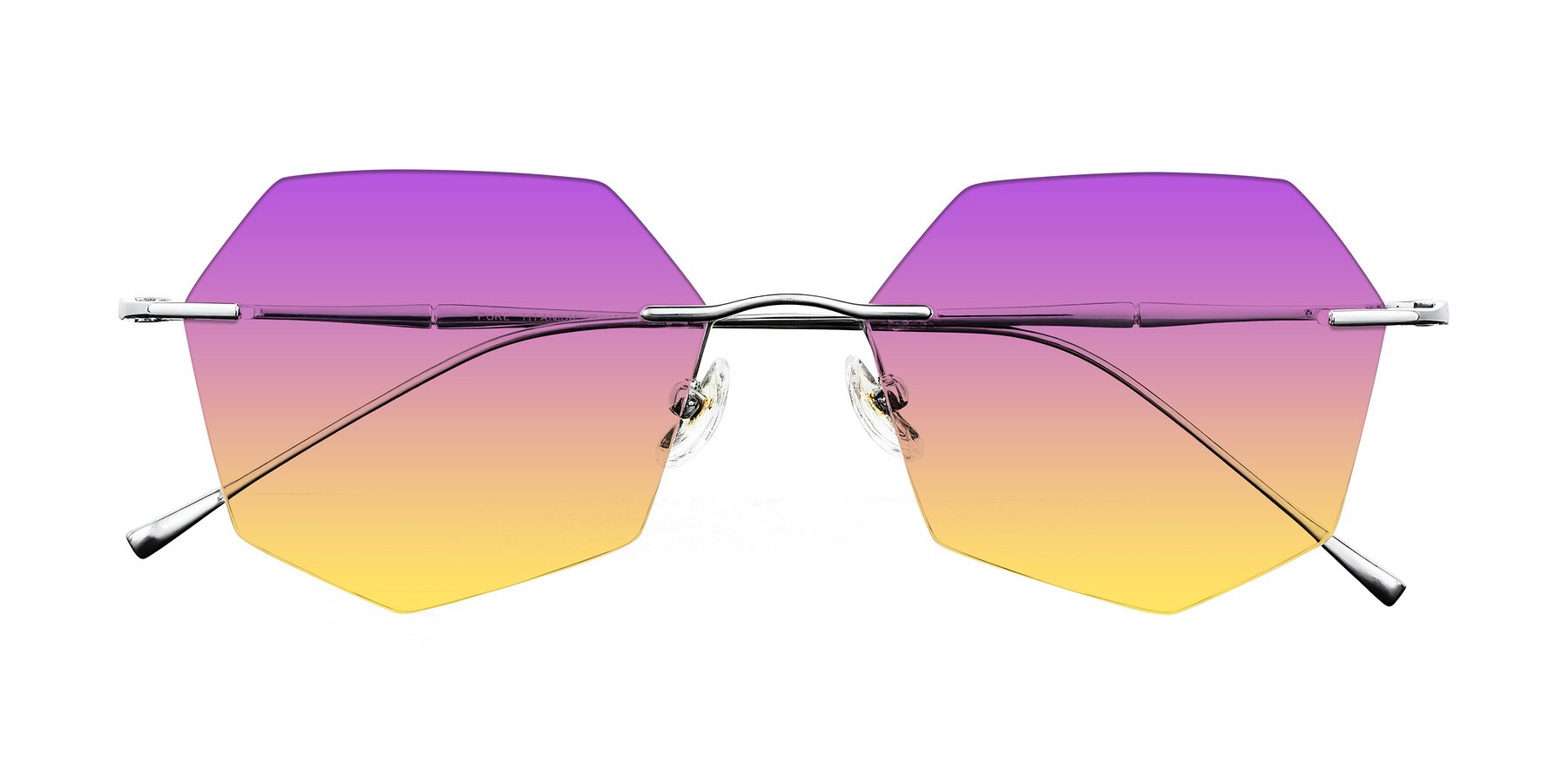 Folded Front of Edme in Silver with Purple / Yellow Gradient Lenses