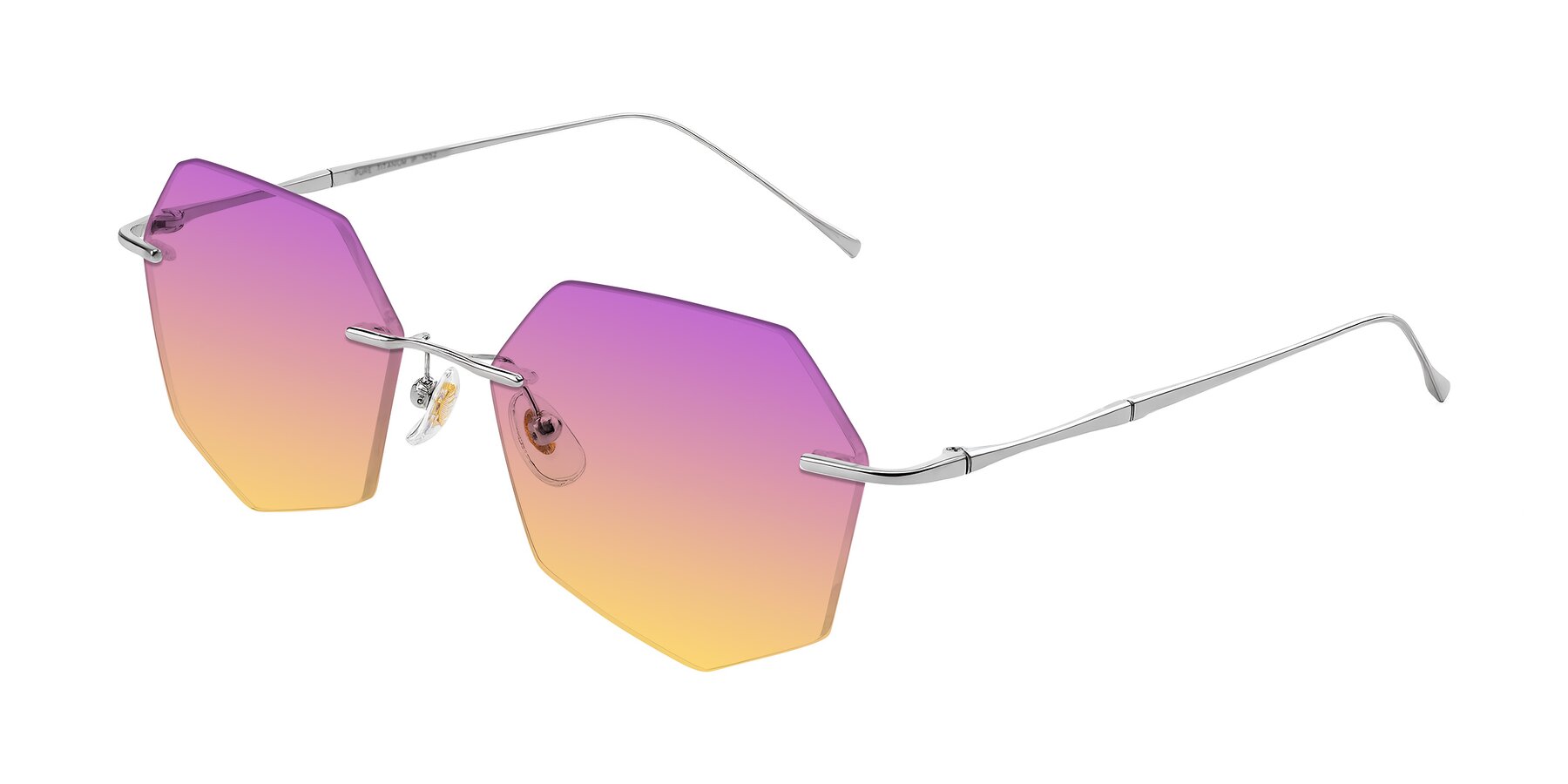 Angle of Edme in Silver with Purple / Yellow Gradient Lenses