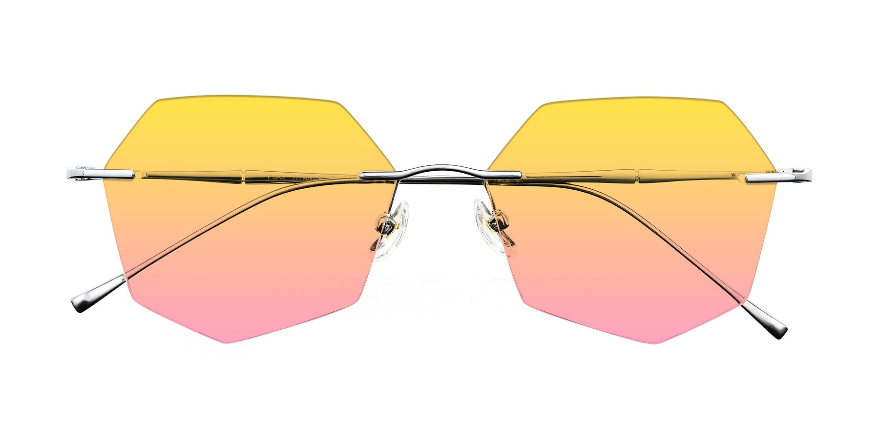 Folded Front of Edme in Silver with Yellow / Pink Gradient Lenses