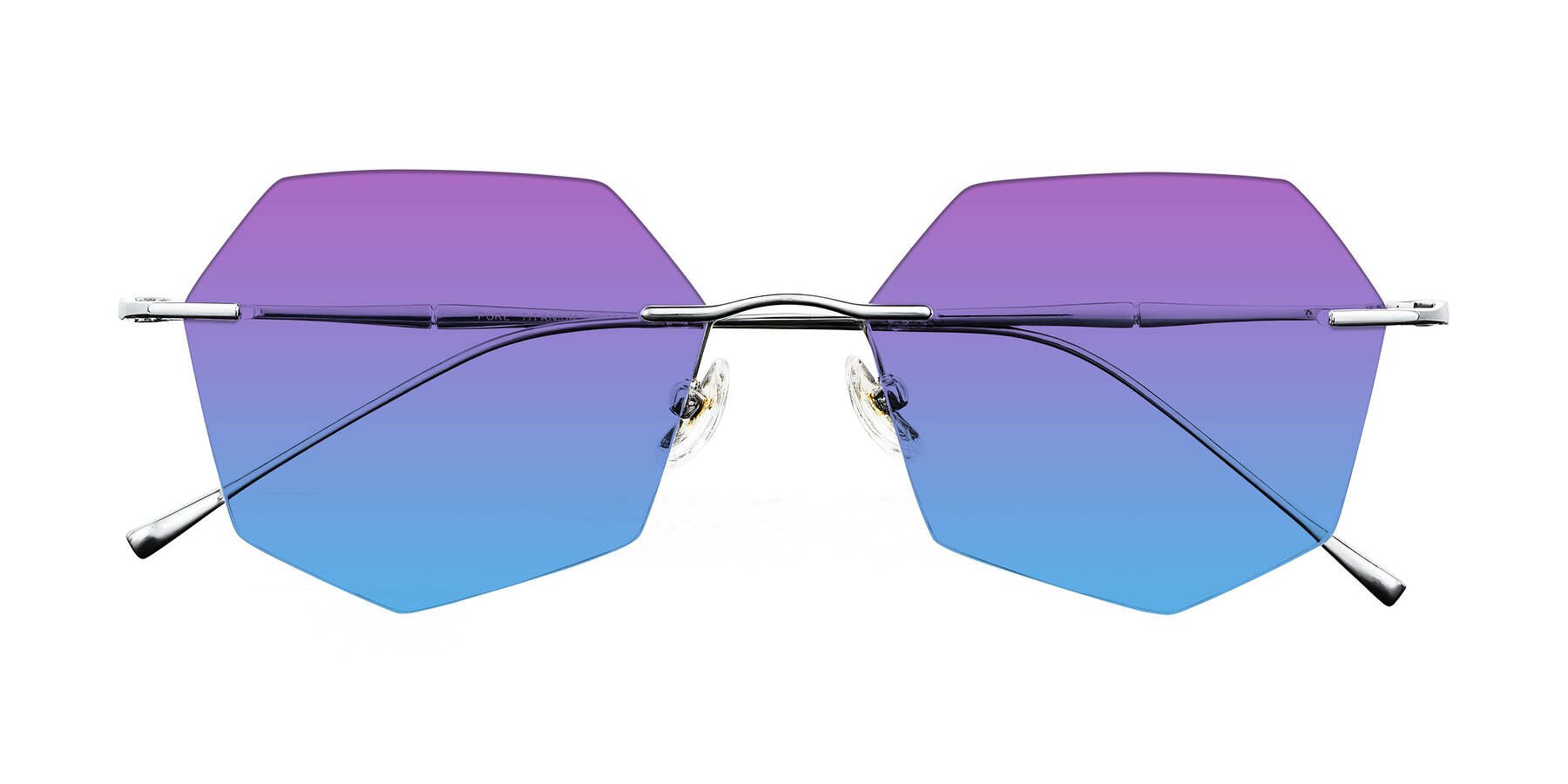 Folded Front of Edme in Silver with Purple / Blue Gradient Lenses