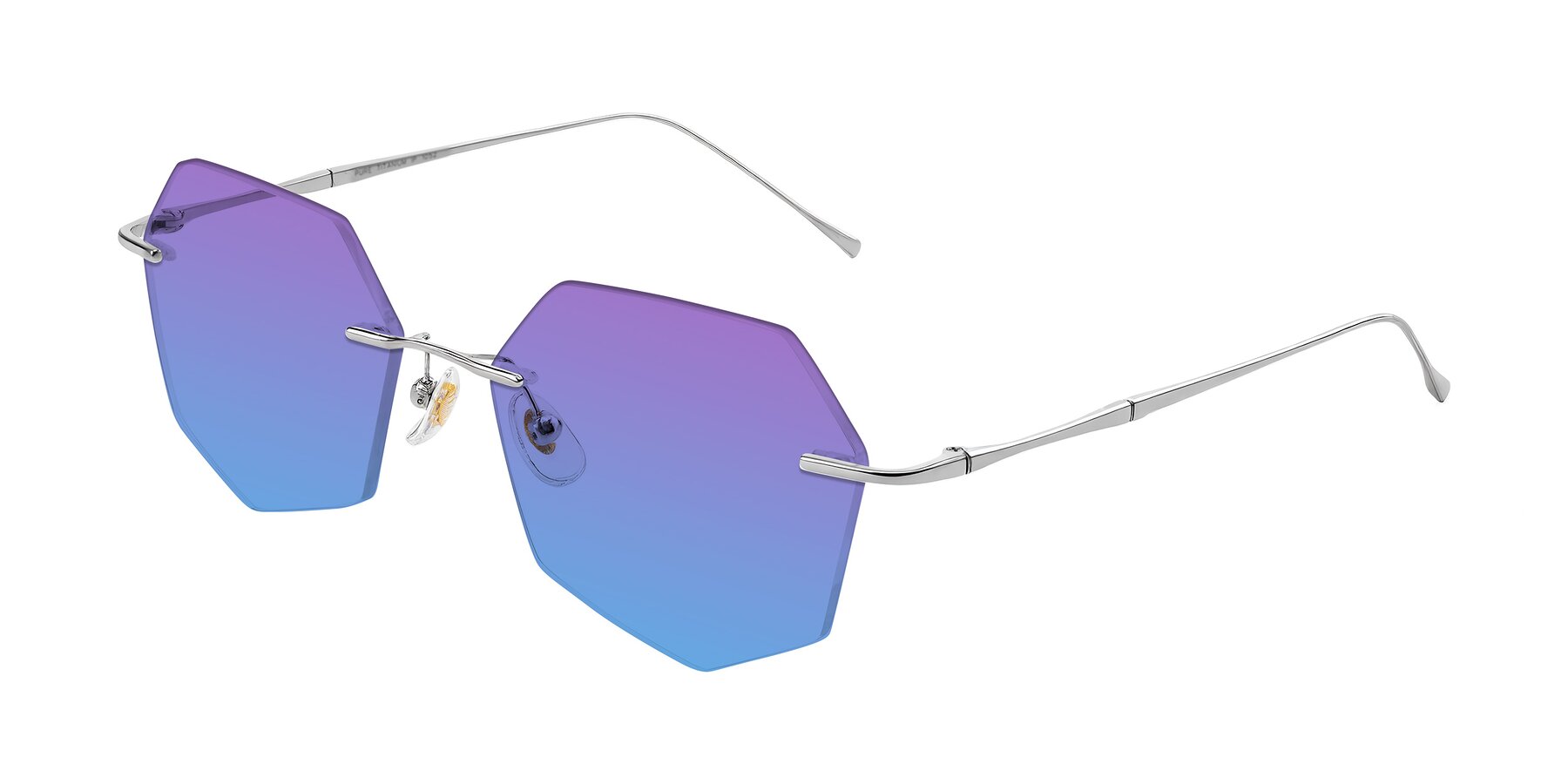Angle of Edme in Silver with Purple / Blue Gradient Lenses