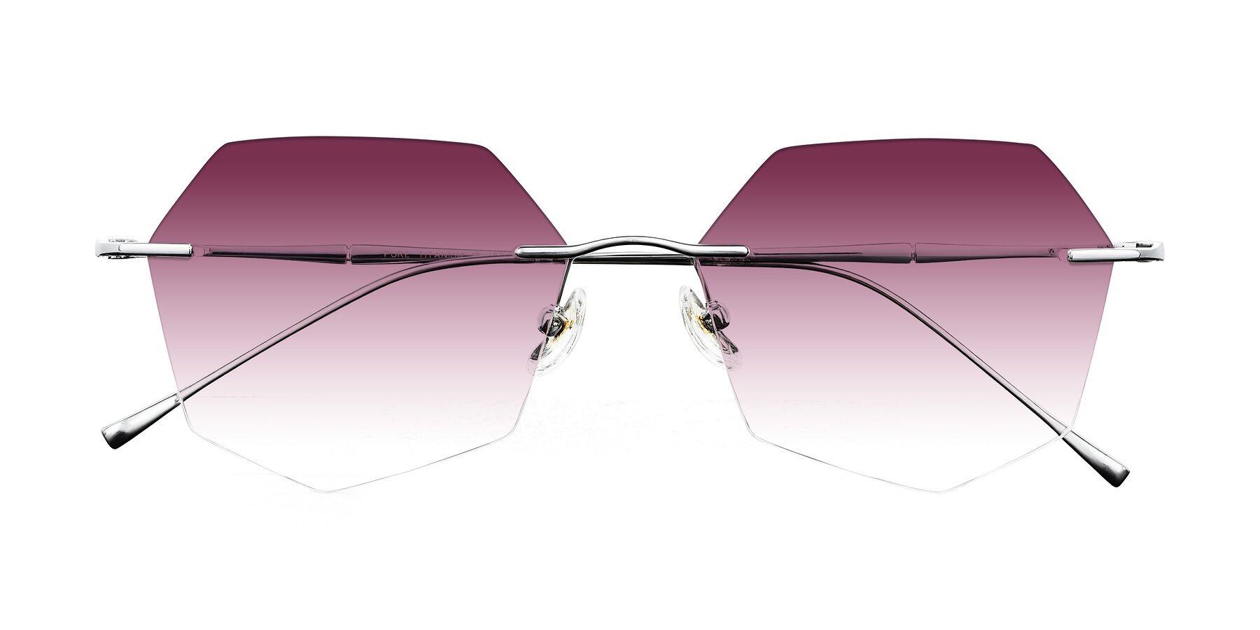 Folded Front of Edme in Silver with Wine Gradient Lenses