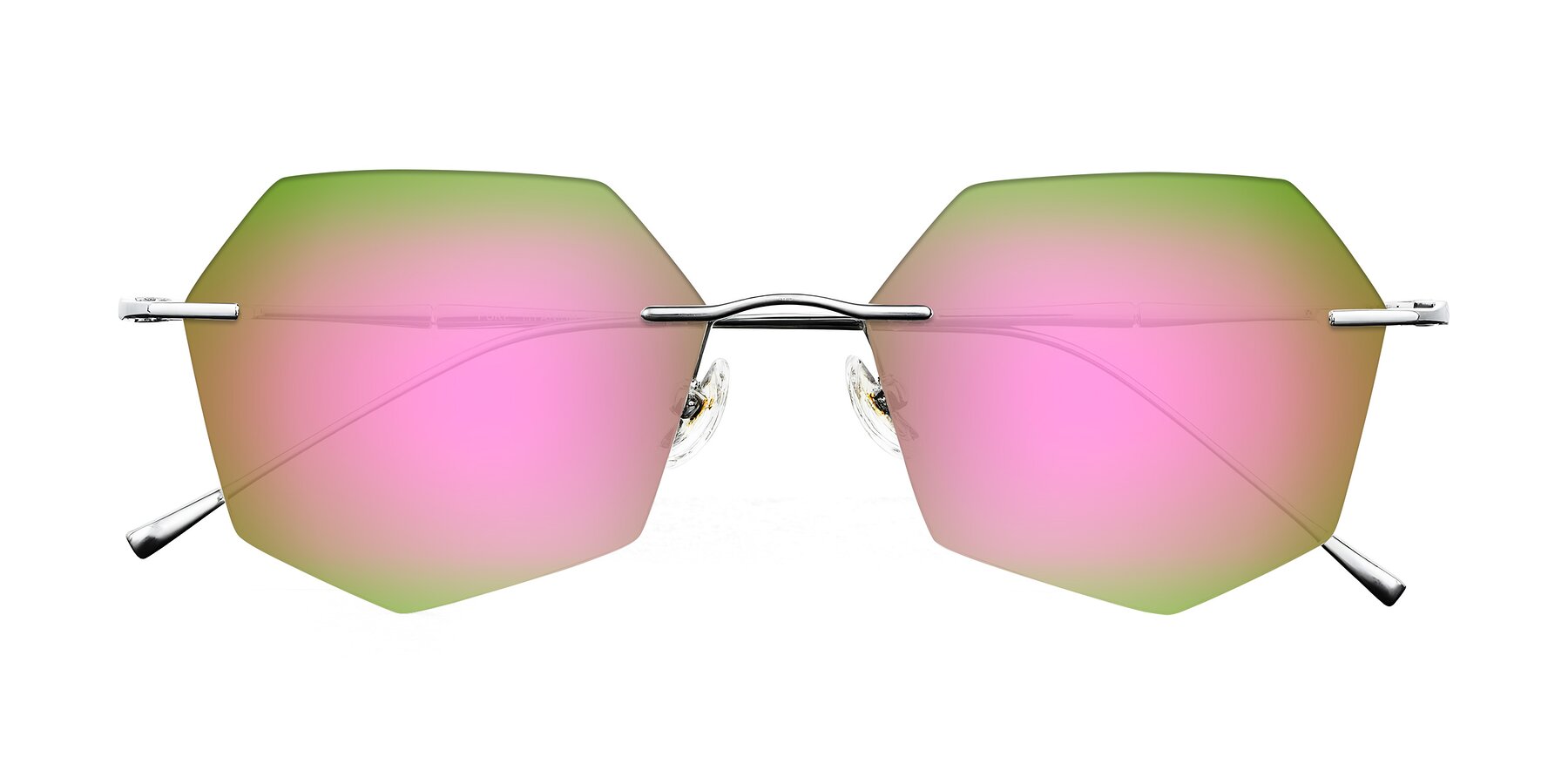 Folded Front of Edme in Silver with Pink Mirrored Lenses