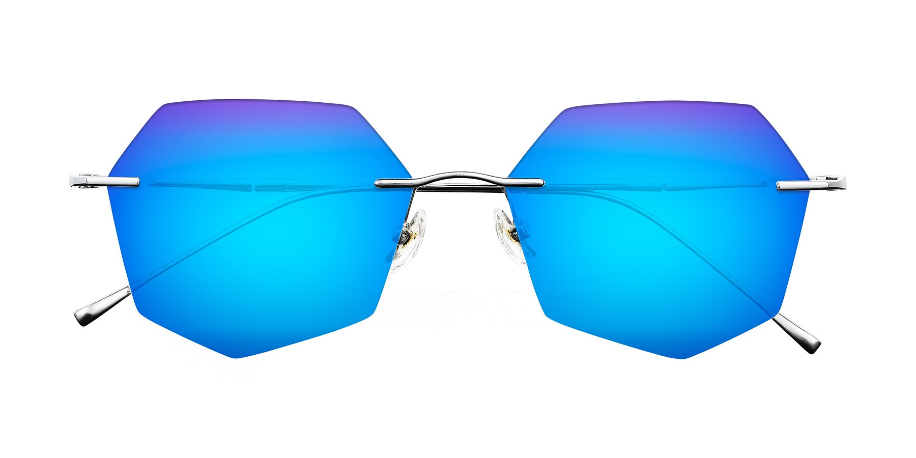 Folded Front of Edme in Silver with Blue Mirrored Lenses