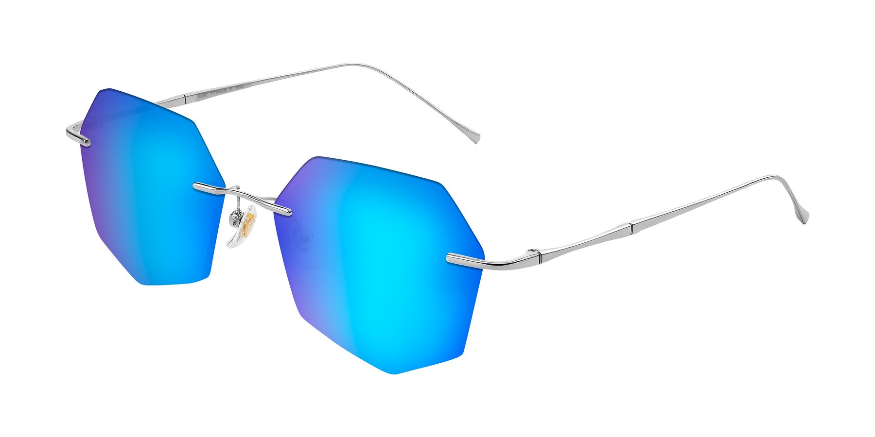 Angle of Edme in Silver with Blue Mirrored Lenses