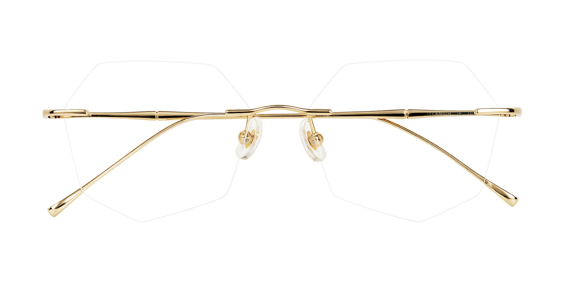 Folded Front of Edme in Gold with Clear Eyeglass Lenses