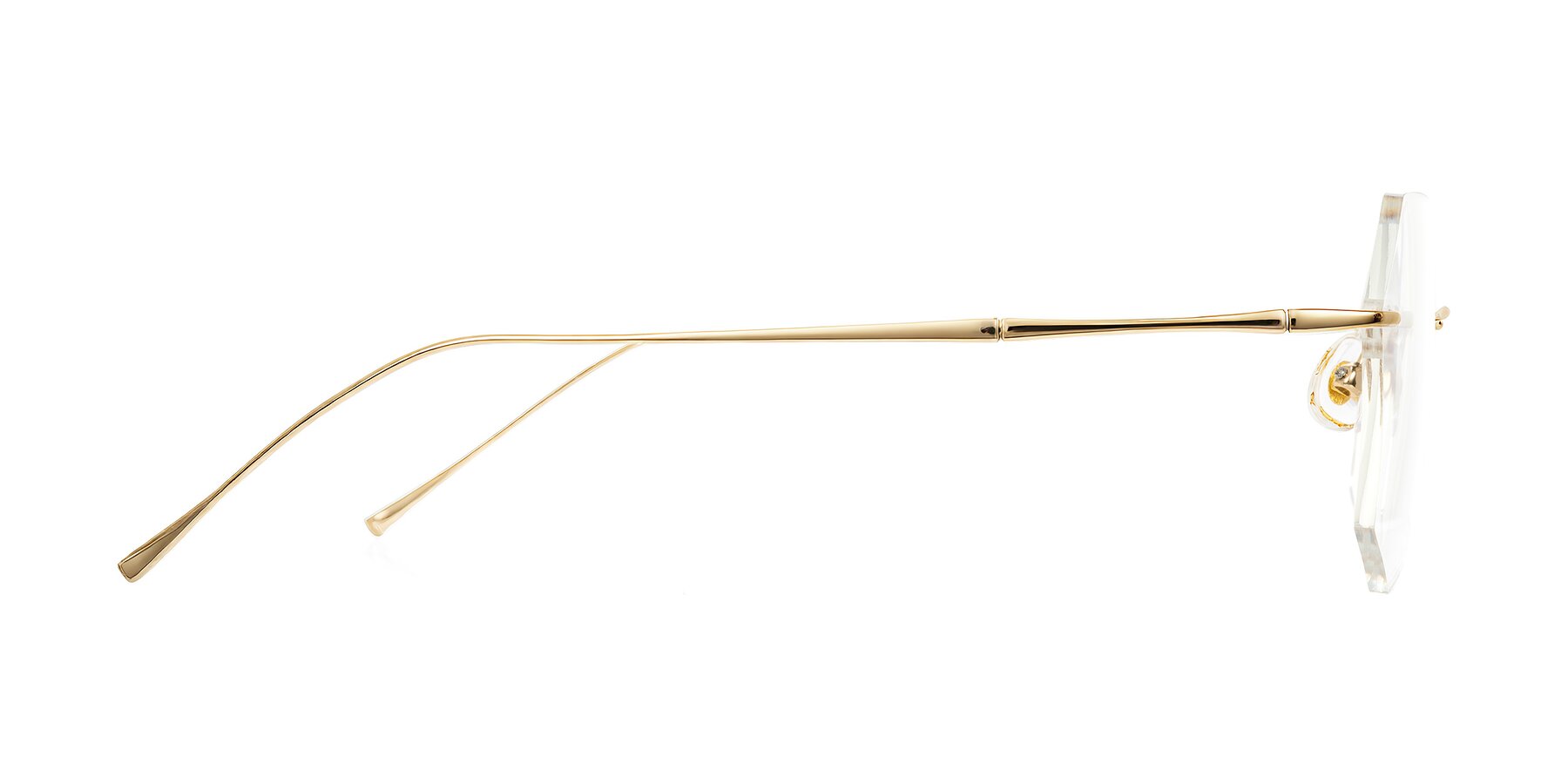 Side of Edme in Gold with Clear Eyeglass Lenses