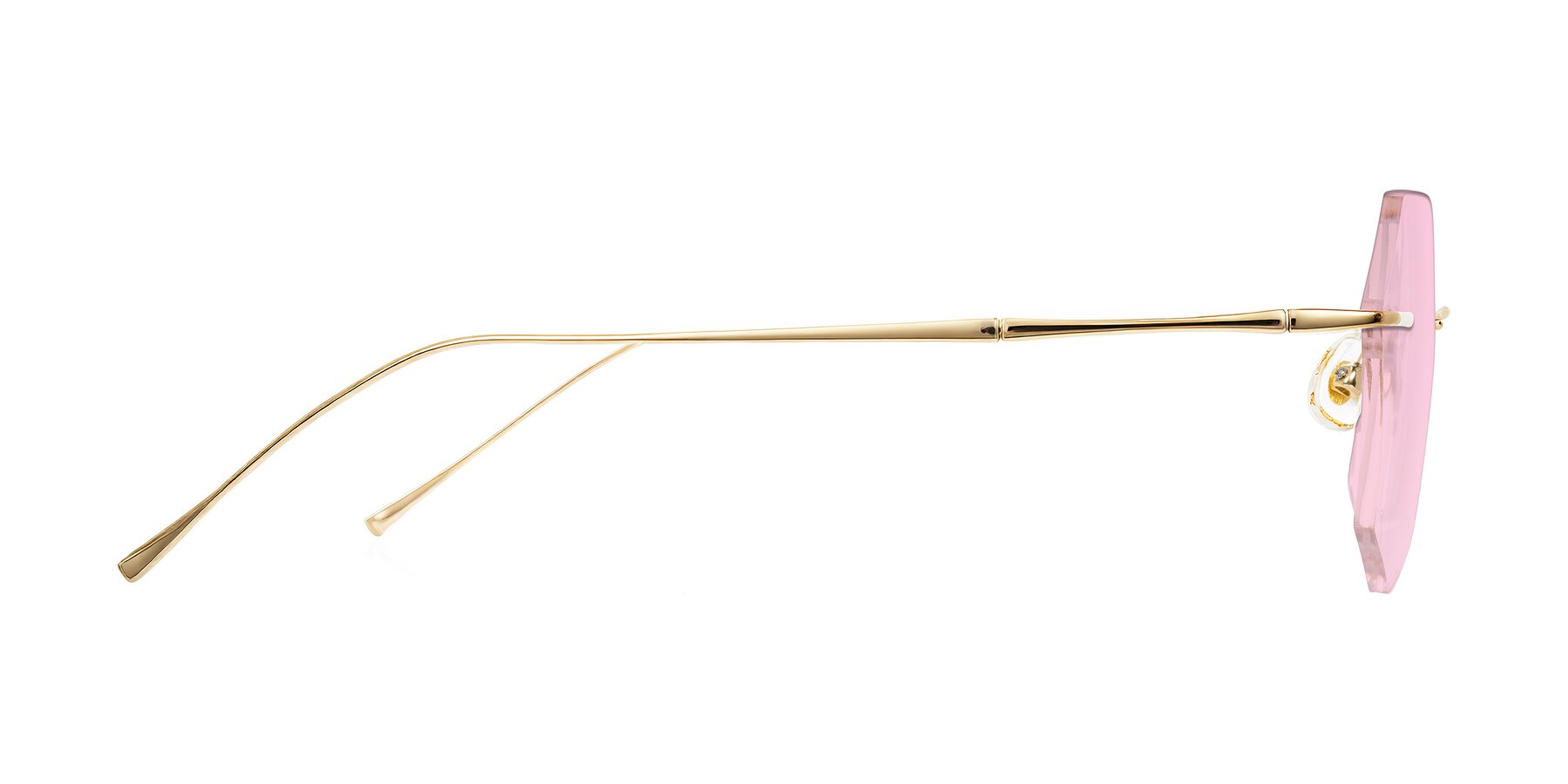 Side of Edme in Gold with Light Pink Tinted Lenses