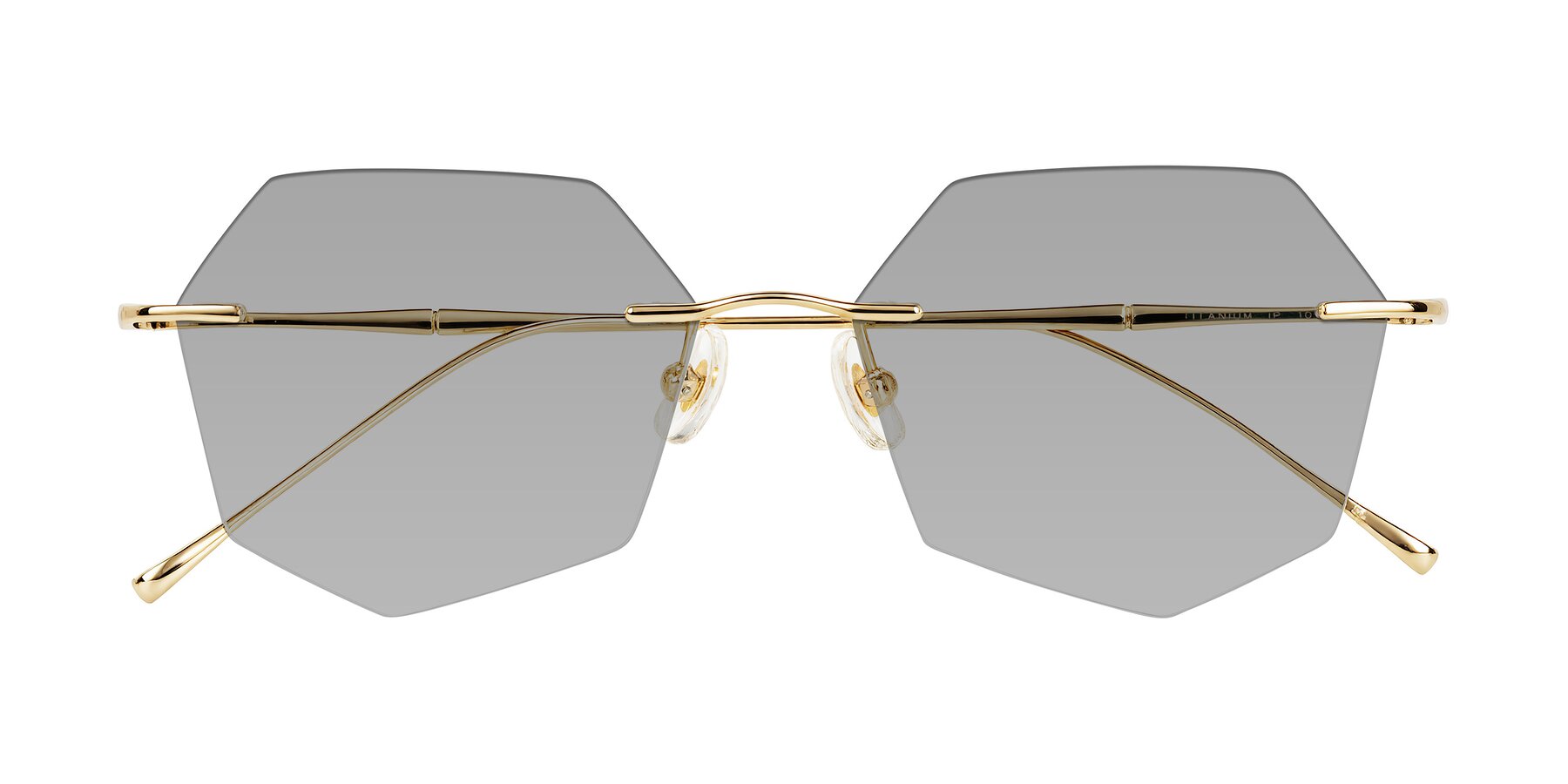 Folded Front of Edme in Gold with Light Gray Tinted Lenses