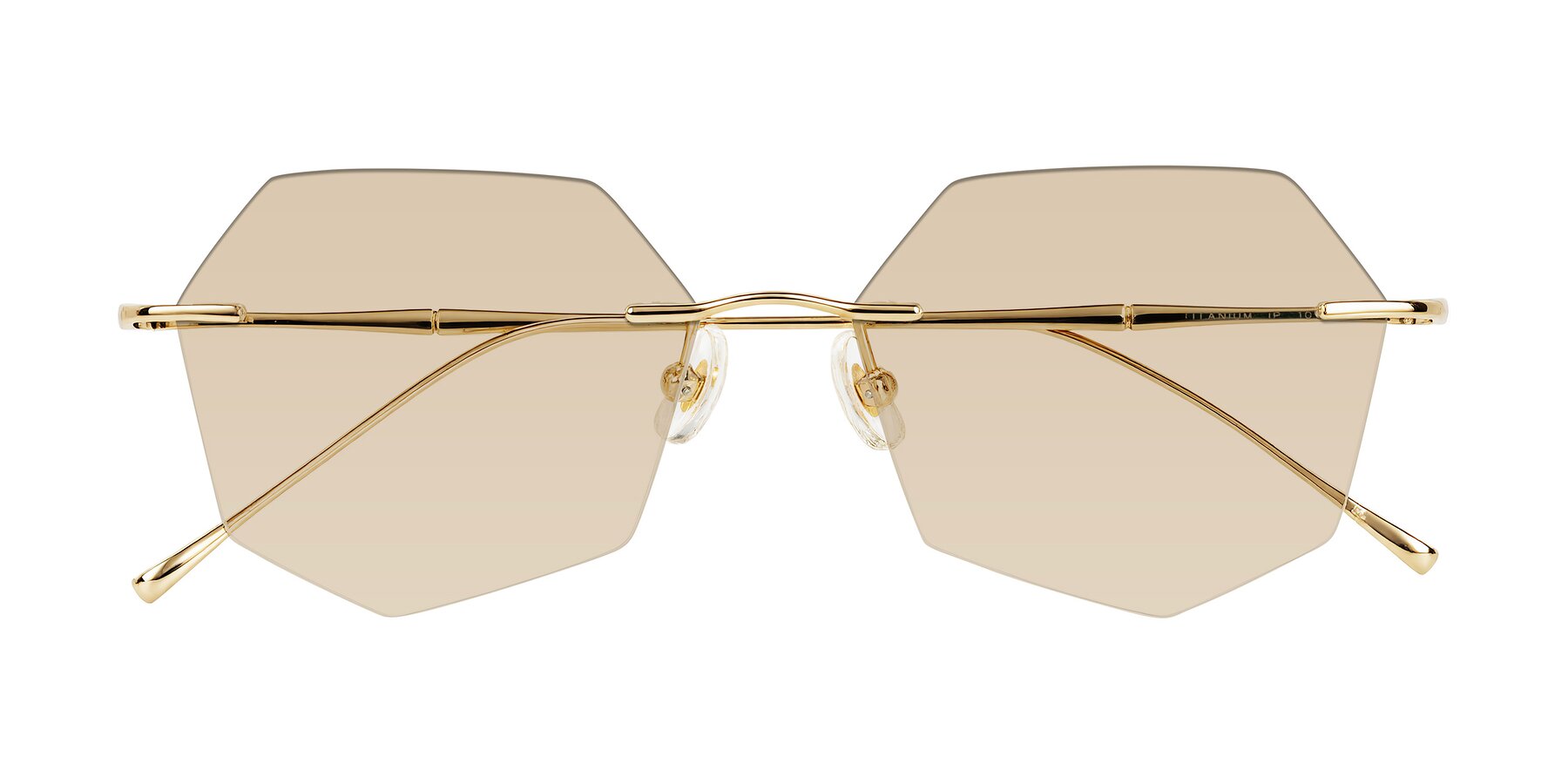 Folded Front of Edme in Gold with Light Brown Tinted Lenses