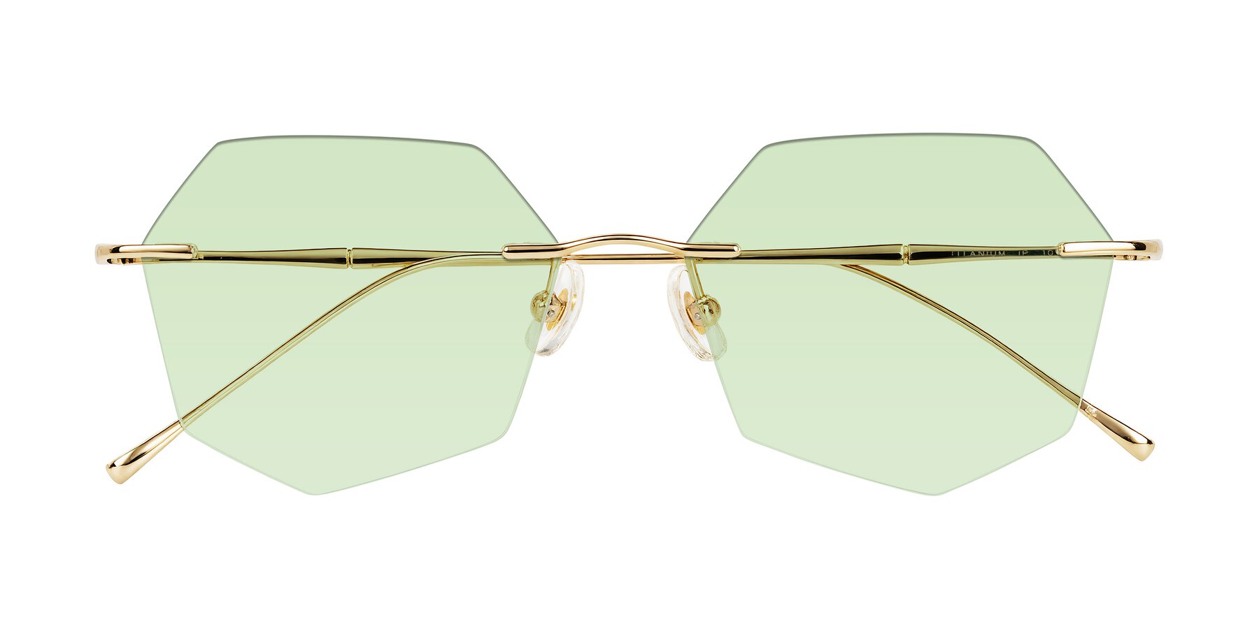 Folded Front of Edme in Gold with Light Green Tinted Lenses