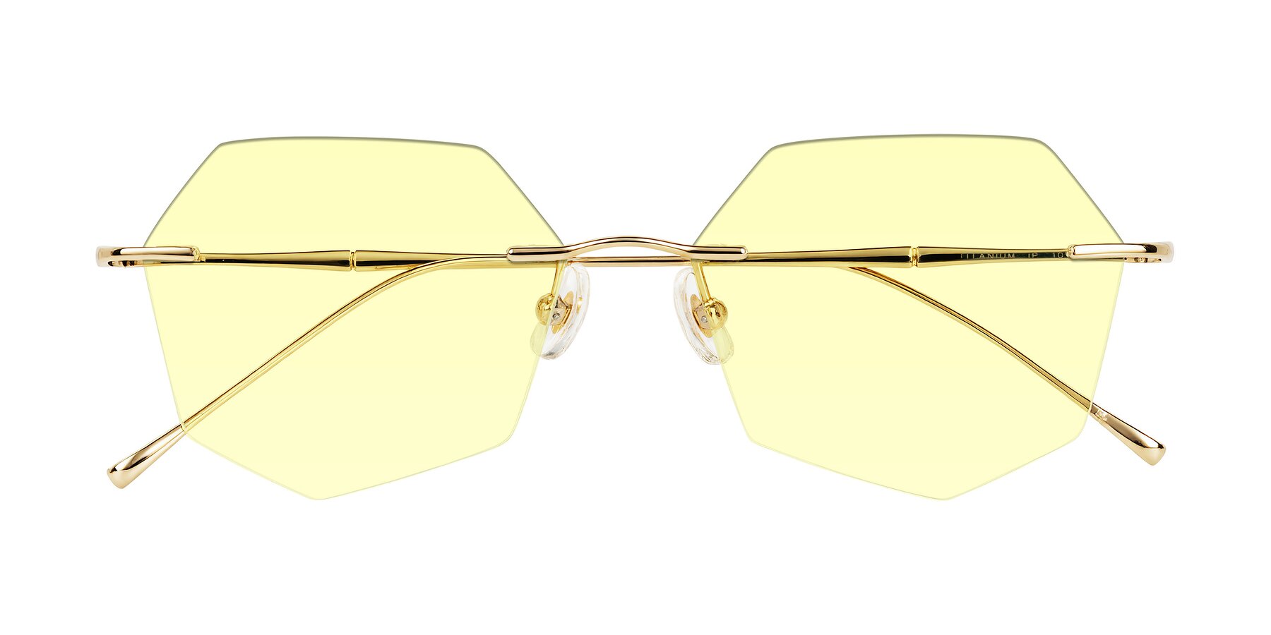 Folded Front of Edme in Gold with Light Yellow Tinted Lenses