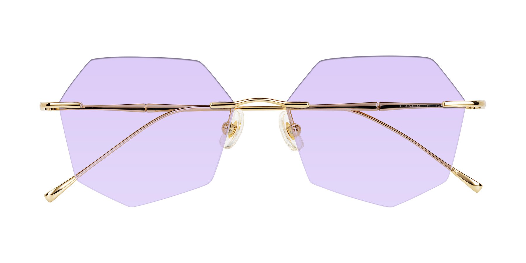 Folded Front of Edme in Gold with Light Purple Tinted Lenses