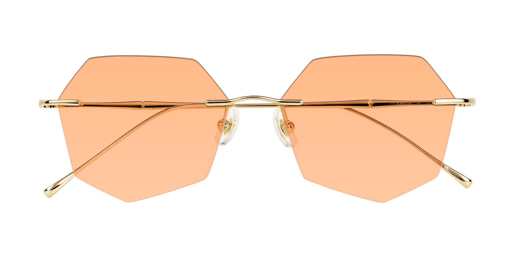 Folded Front of Edme in Gold with Light Orange Tinted Lenses