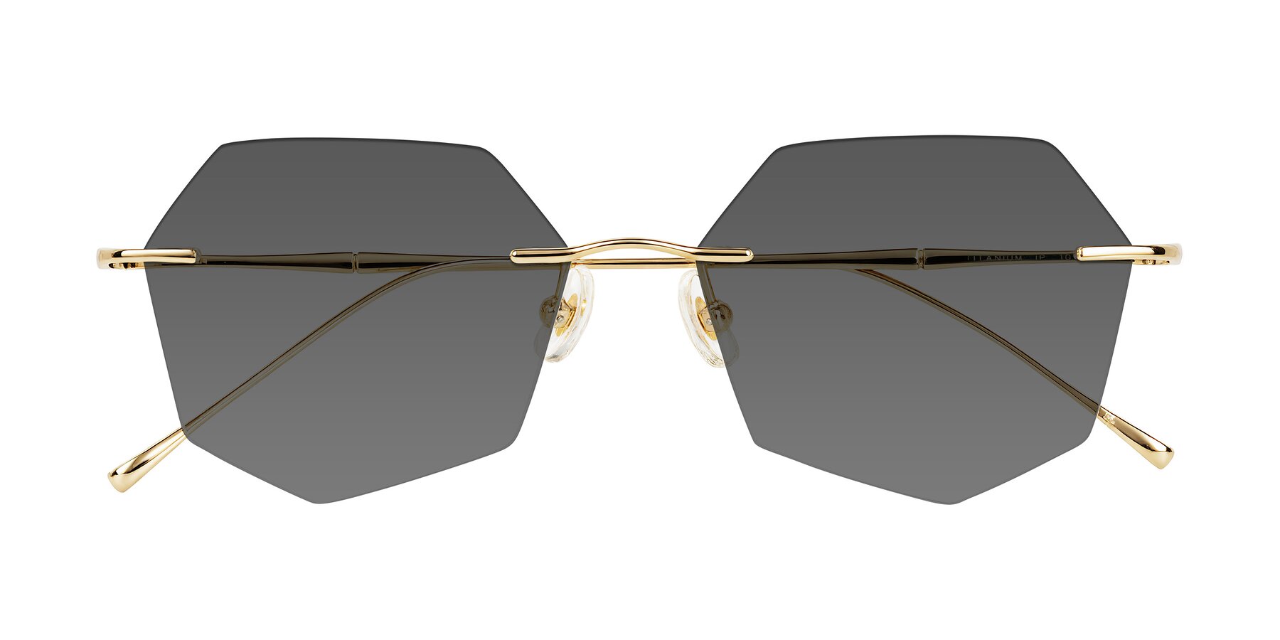 Folded Front of Edme in Gold with Medium Gray Tinted Lenses