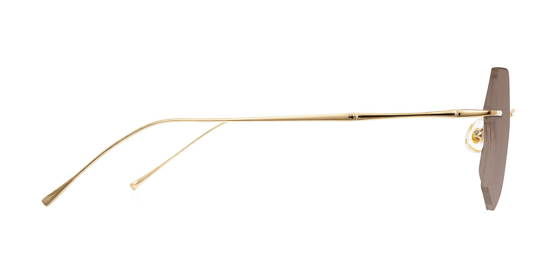 Side of Edme in Gold with Medium Brown Tinted Lenses