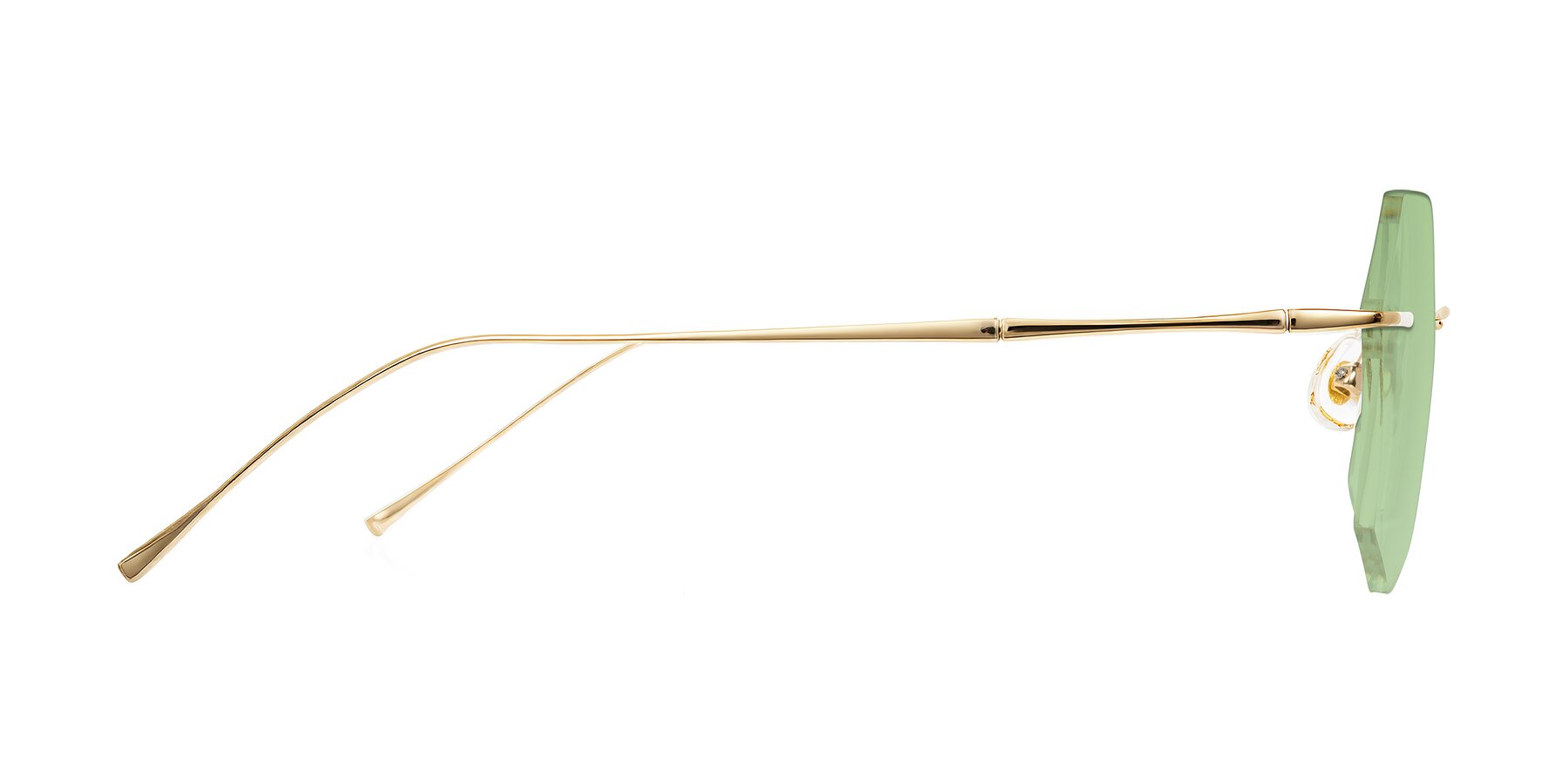 Side of Edme in Gold with Medium Green Tinted Lenses