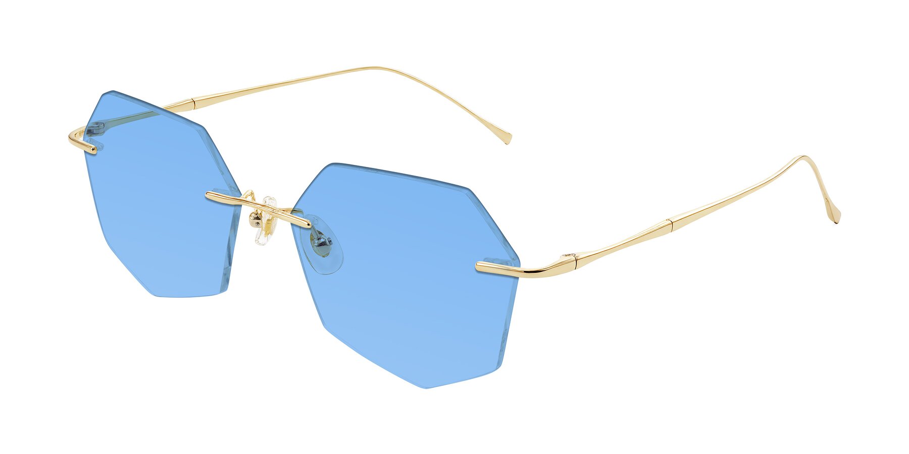 Angle of Edme in Gold with Medium Blue Tinted Lenses