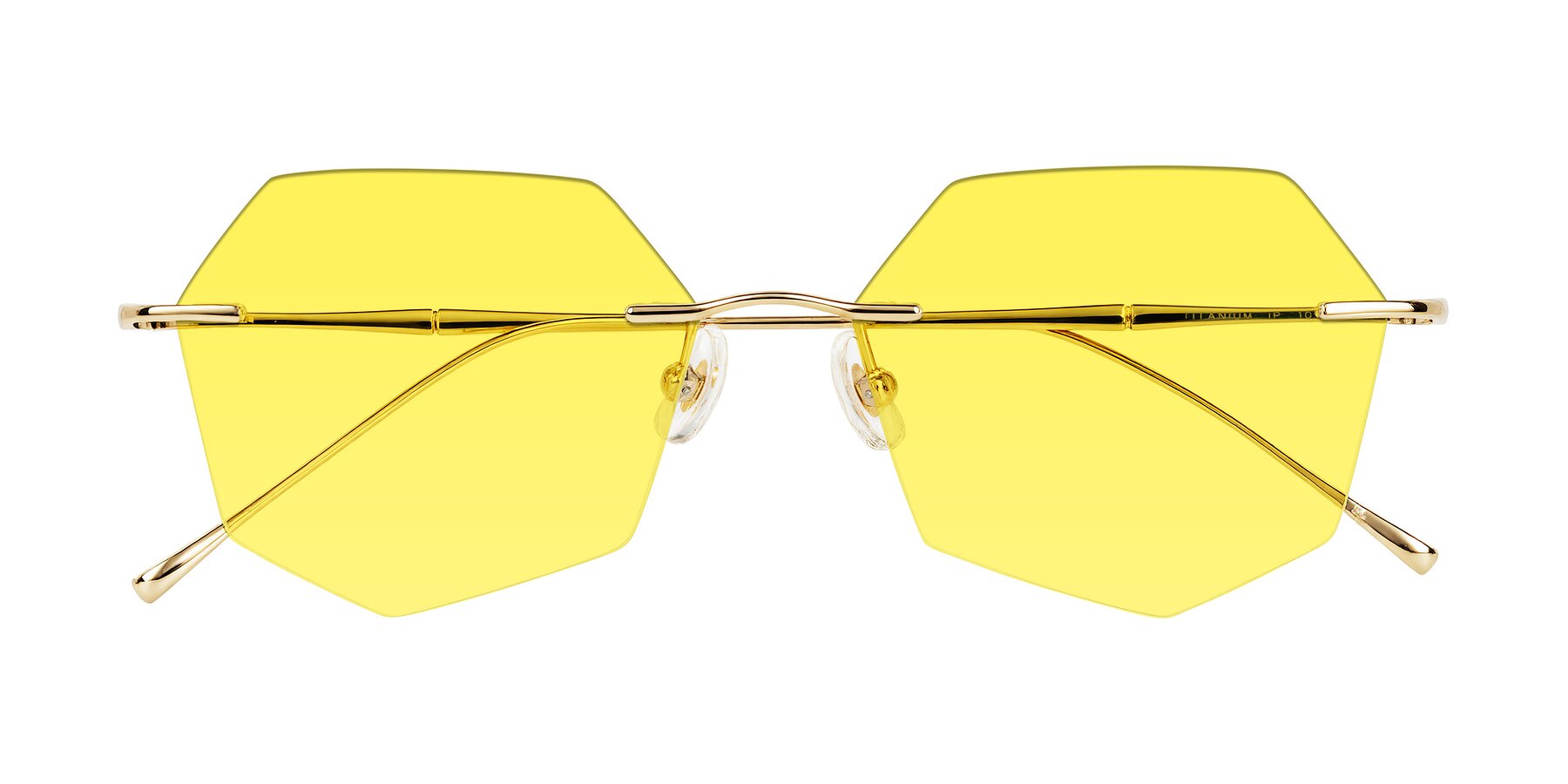 Folded Front of Edme in Gold with Medium Yellow Tinted Lenses