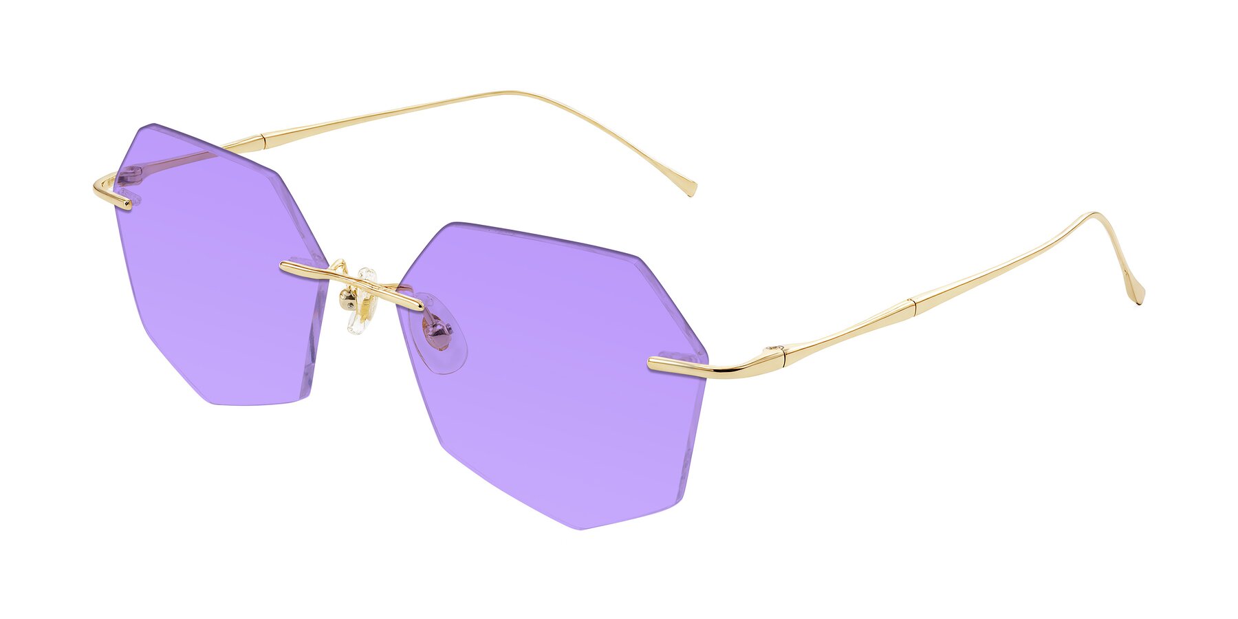 Angle of Edme in Gold with Medium Purple Tinted Lenses