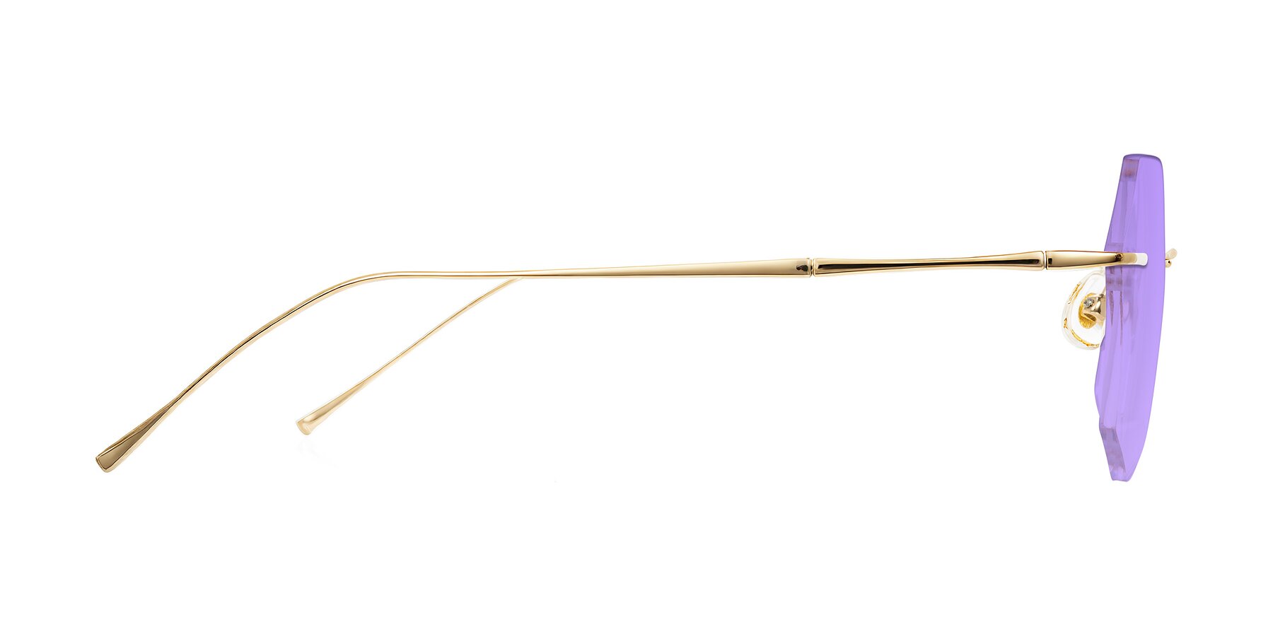 Side of Edme in Gold with Medium Purple Tinted Lenses