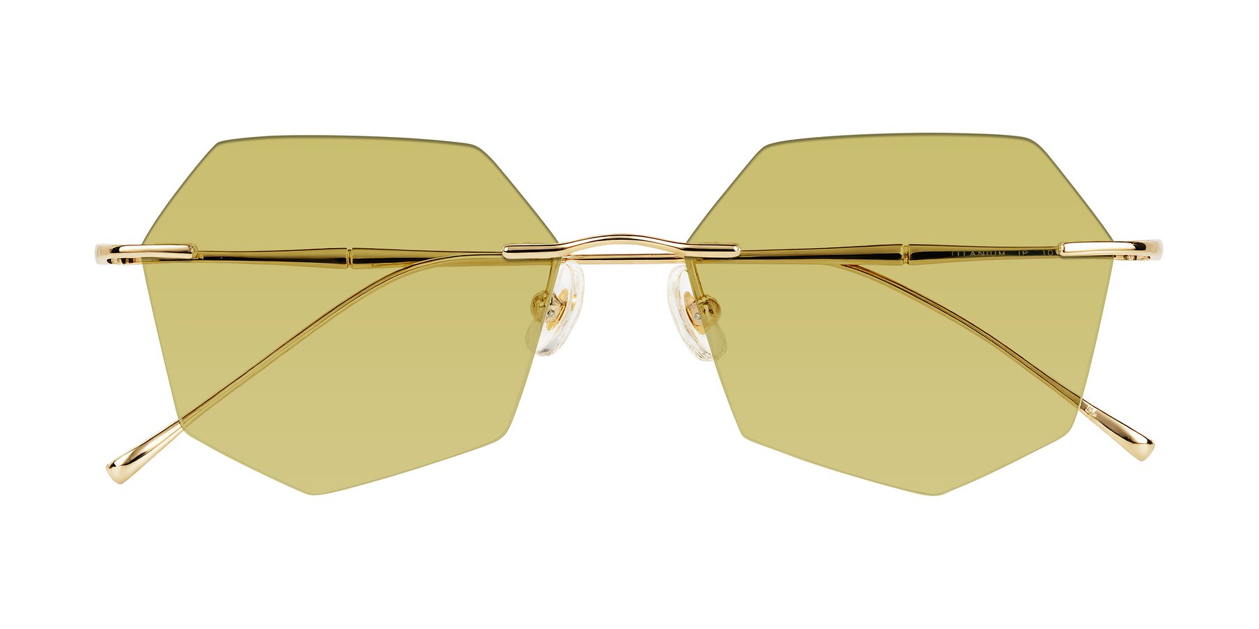 Folded Front of Edme in Gold with Medium Champagne Tinted Lenses
