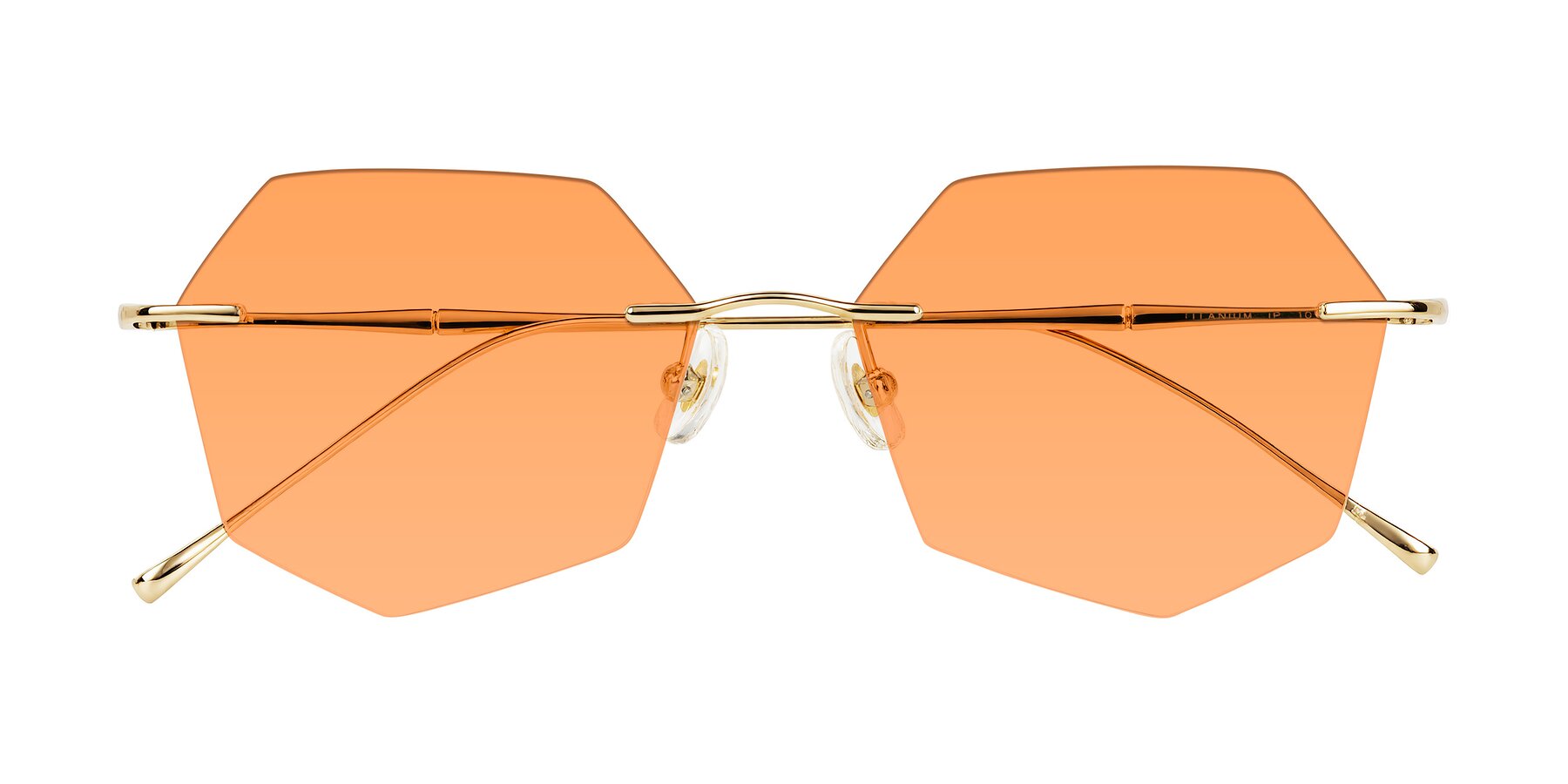 Folded Front of Edme in Gold with Medium Orange Tinted Lenses