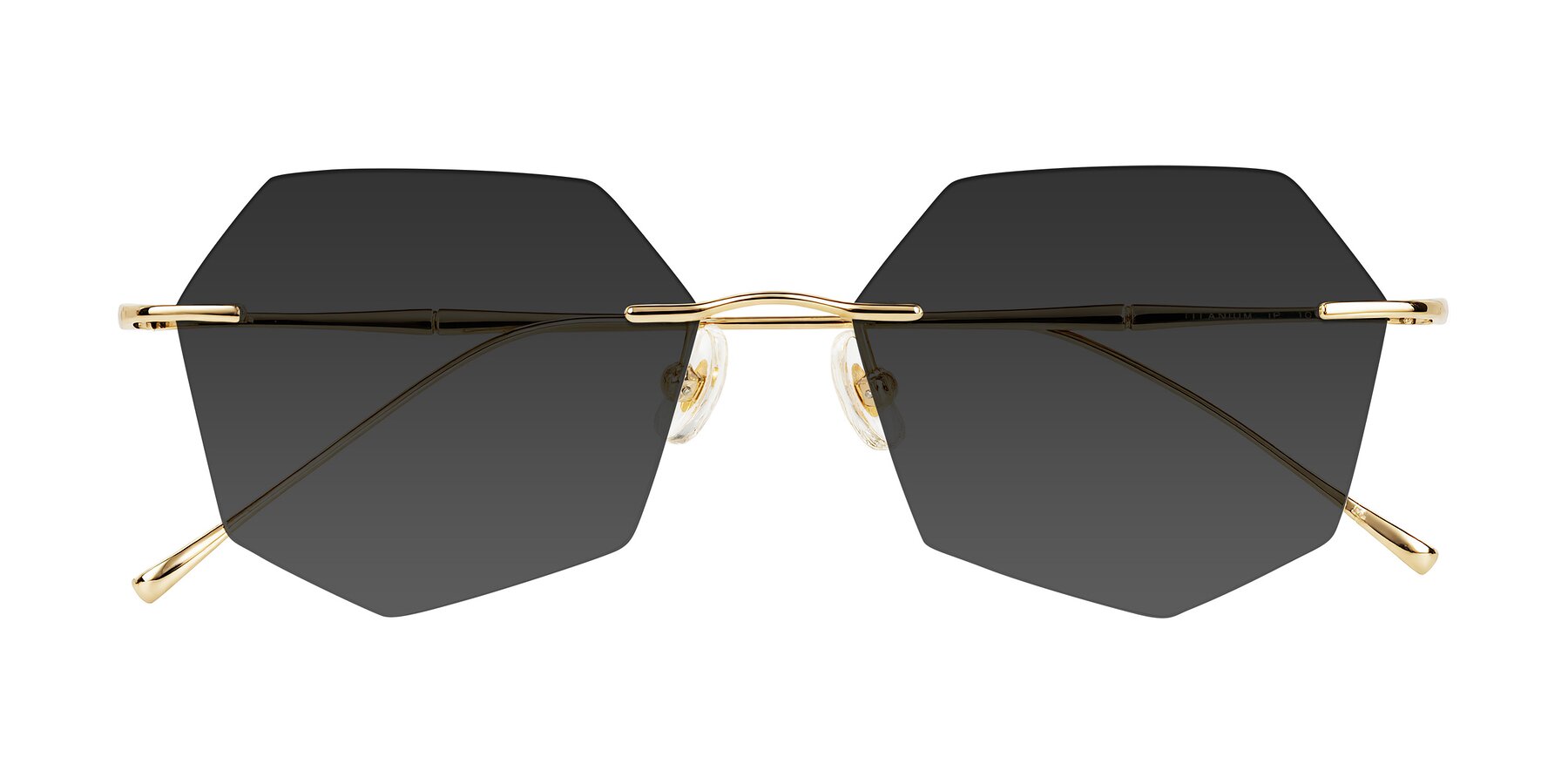 Folded Front of Edme in Gold with Gray Tinted Lenses