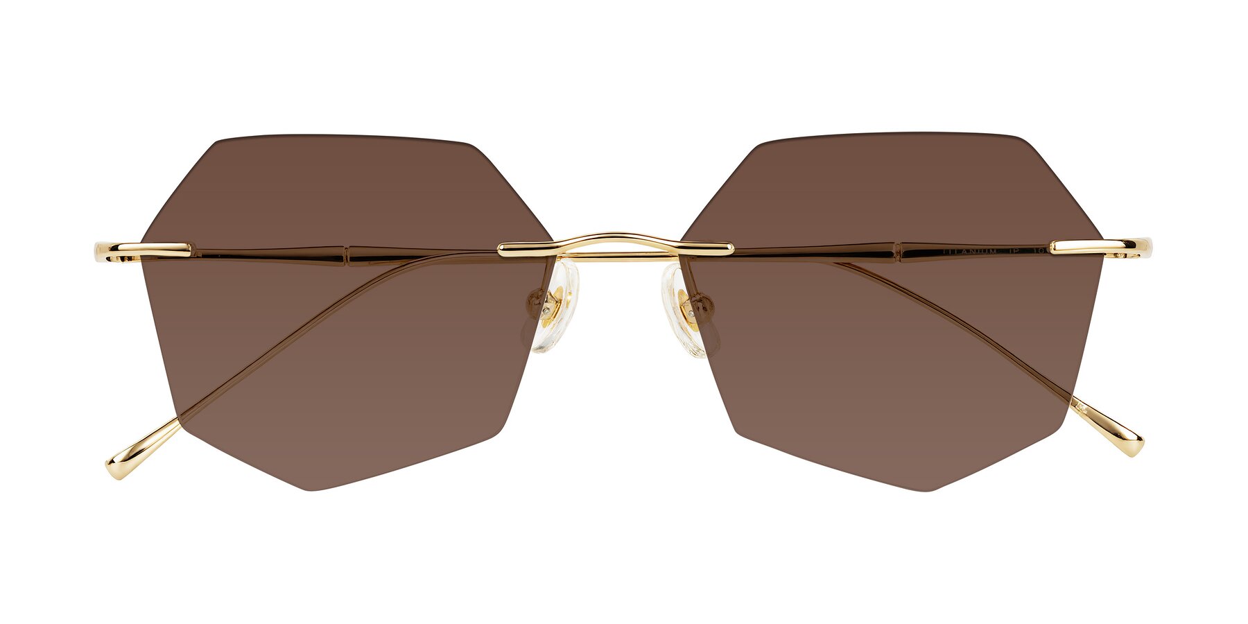 Folded Front of Edme in Gold with Brown Tinted Lenses