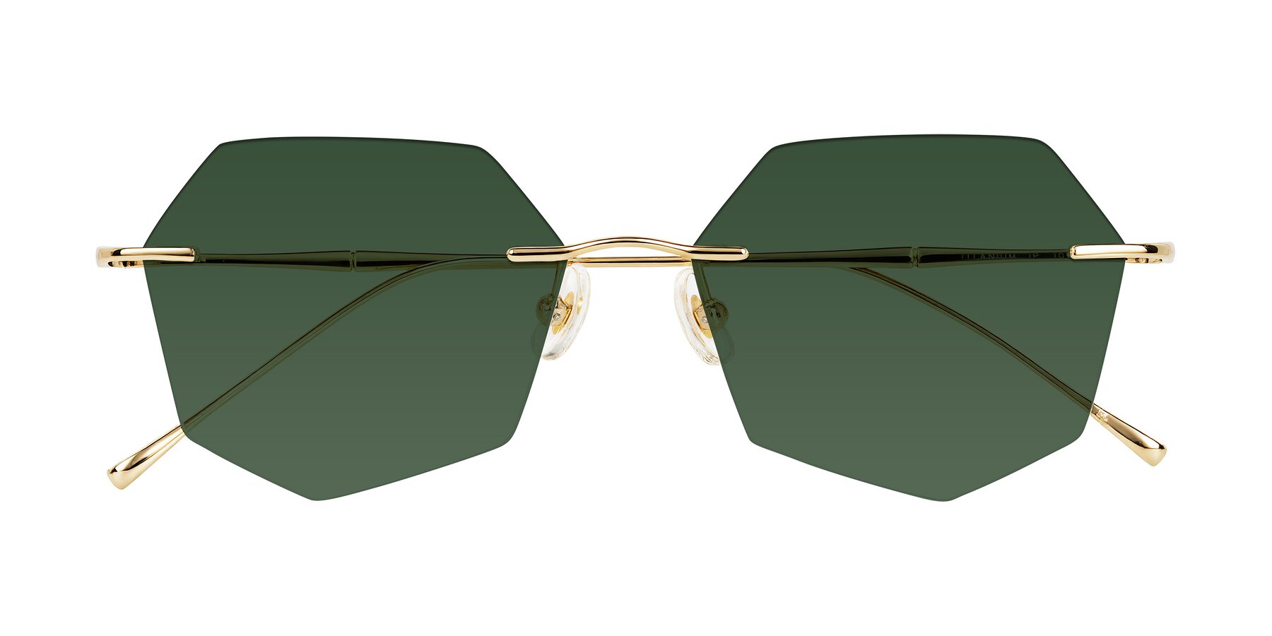 Folded Front of Edme in Gold with Green Tinted Lenses