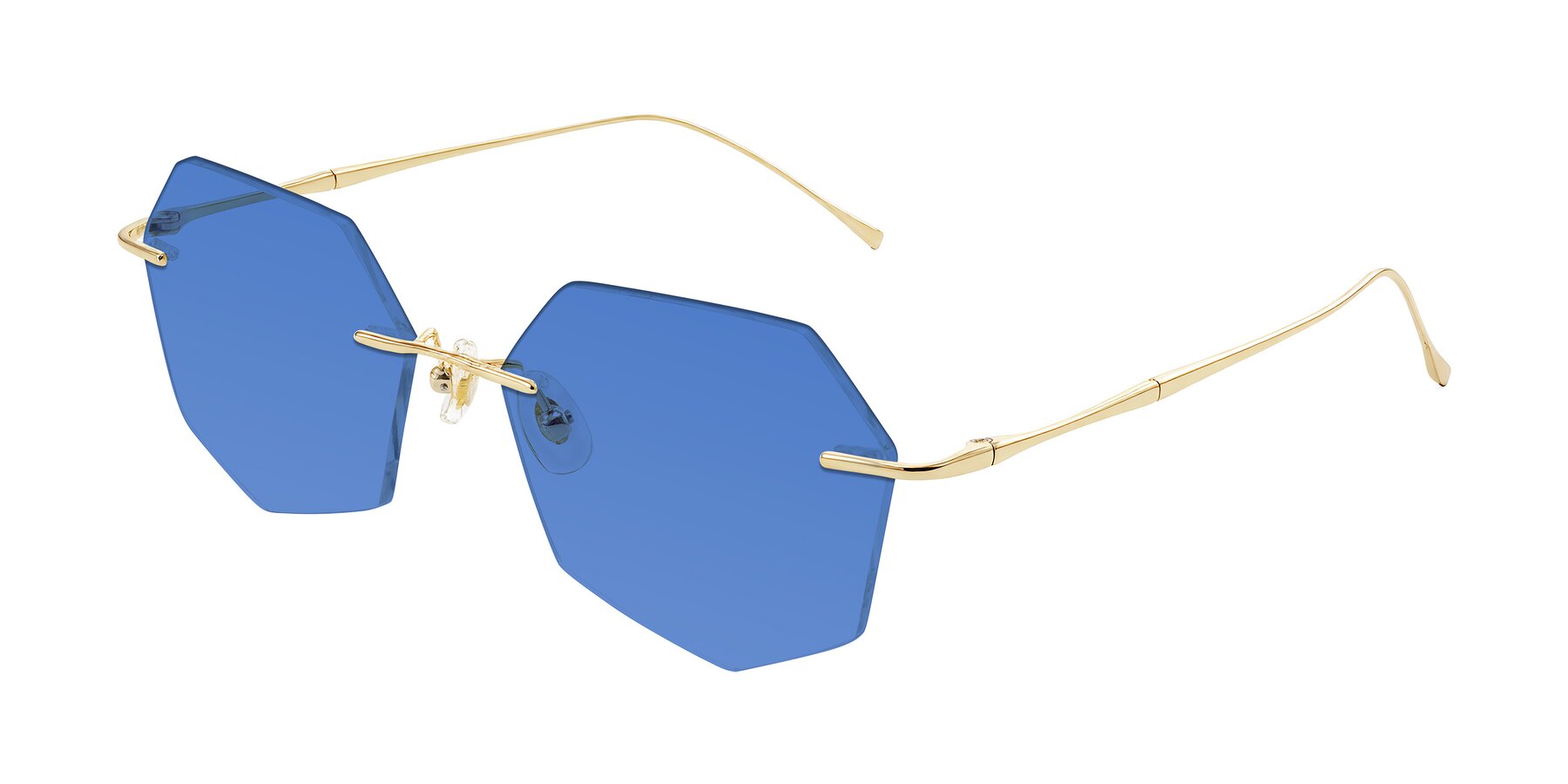 Angle of Edme in Gold with Blue Tinted Lenses