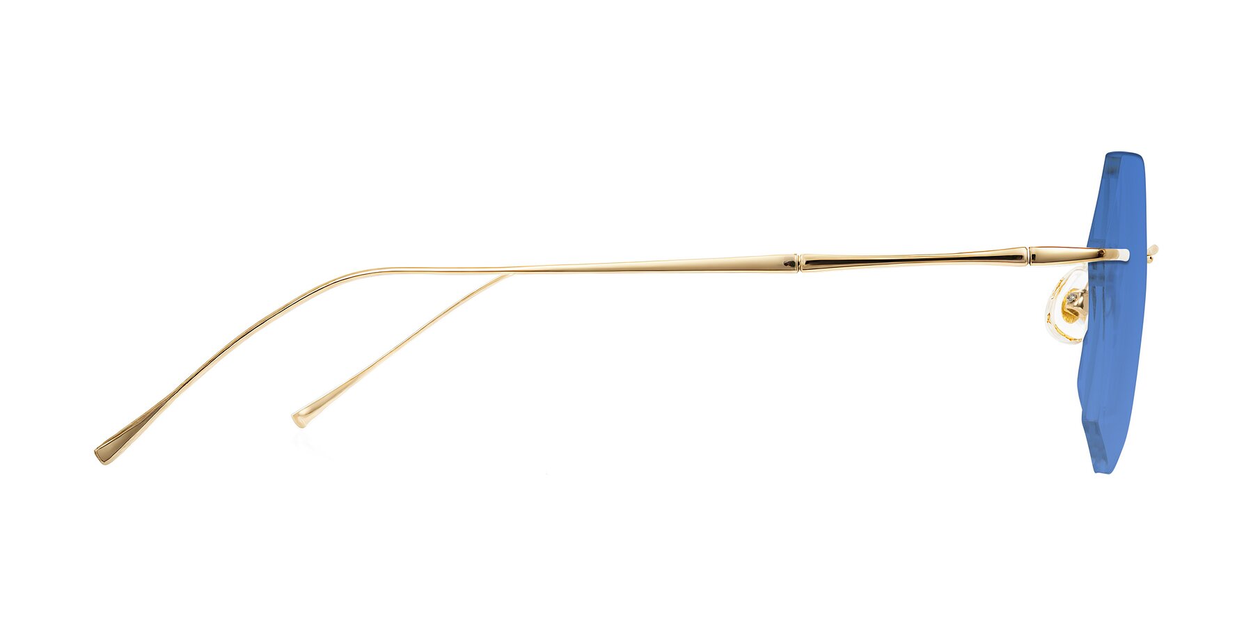 Side of Edme in Gold with Blue Tinted Lenses