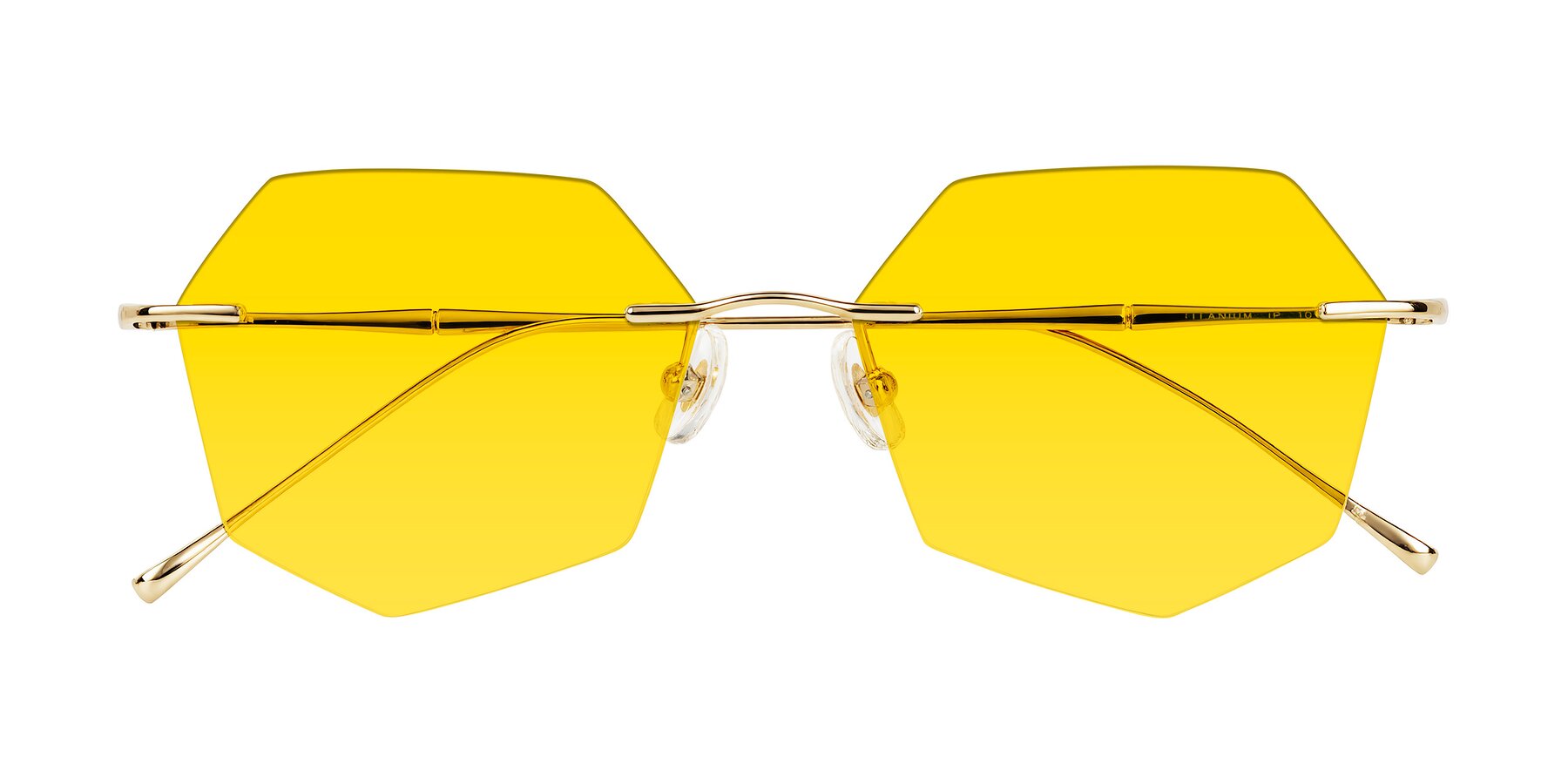 Folded Front of Edme in Gold with Yellow Tinted Lenses