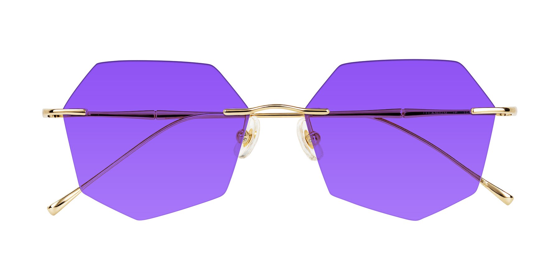 Folded Front of Edme in Gold with Purple Tinted Lenses