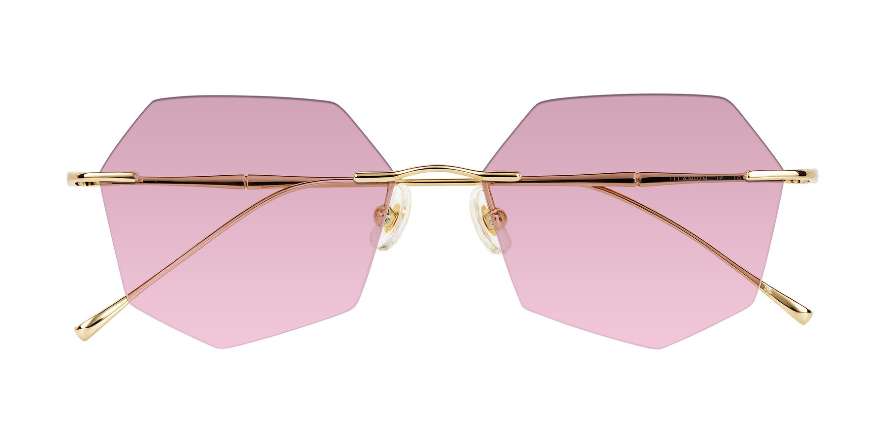 Folded Front of Edme in Gold with Light Wine Tinted Lenses