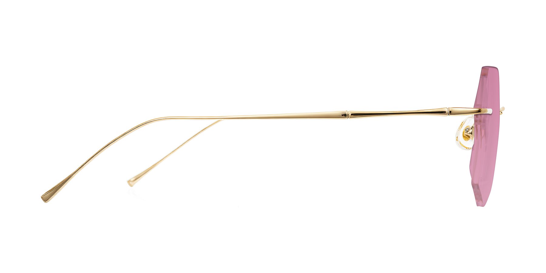 Side of Edme in Gold with Medium Wine Tinted Lenses