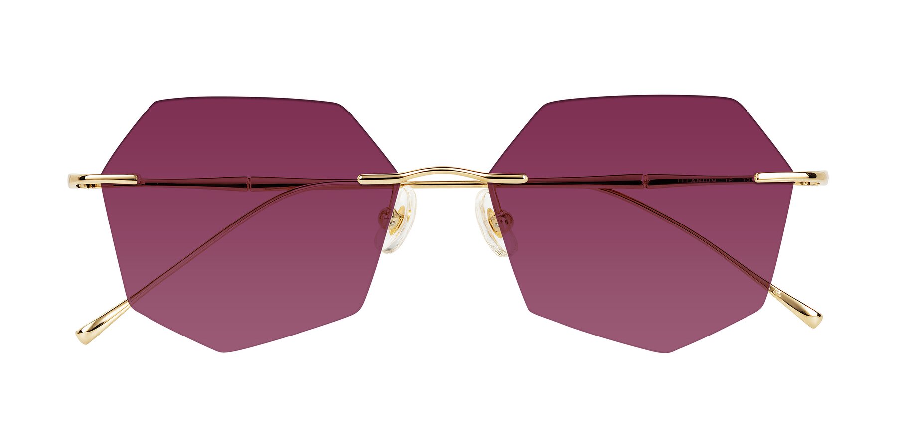 Folded Front of Edme in Gold with Wine Tinted Lenses