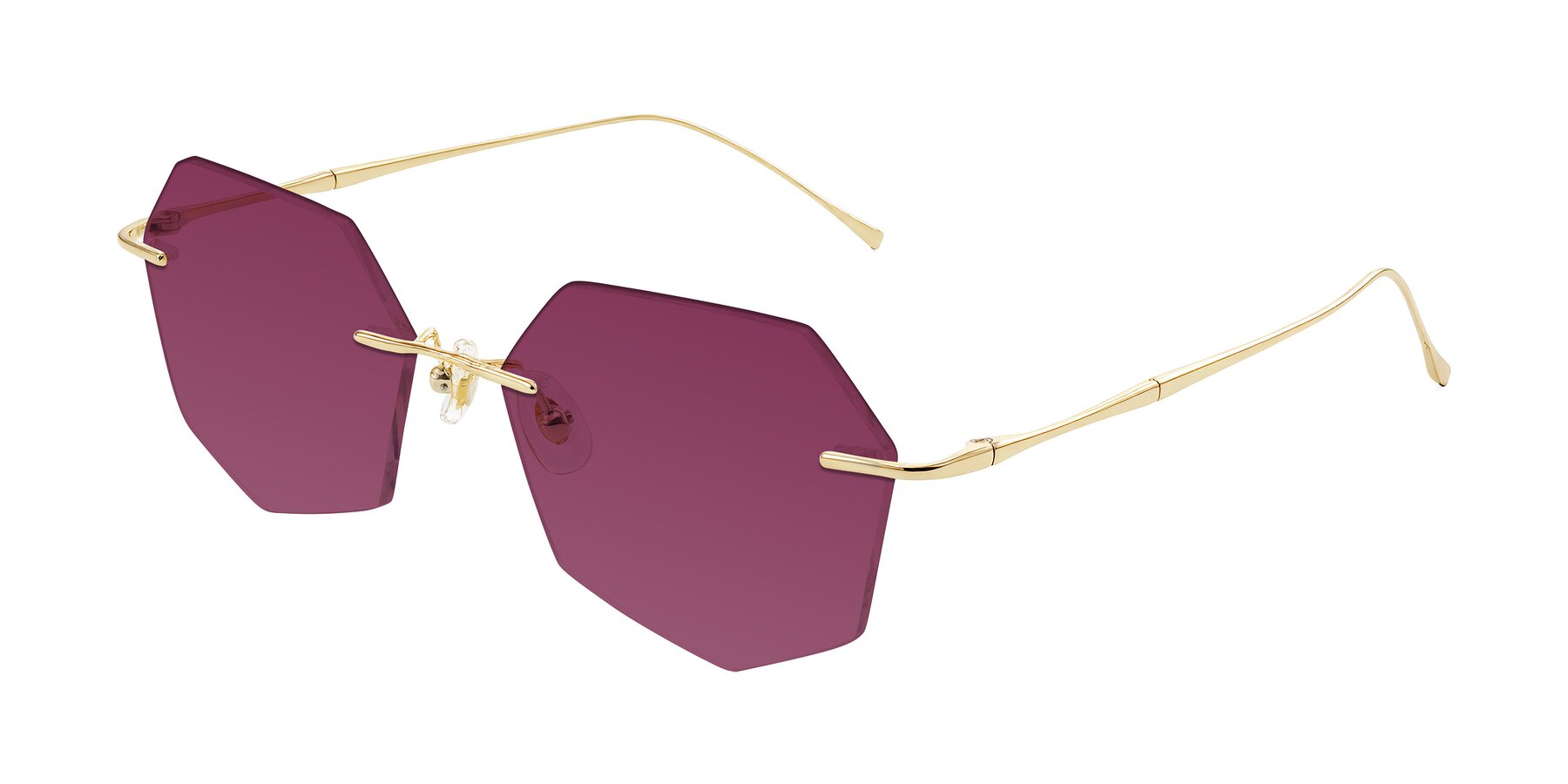 Angle of Edme in Gold with Wine Tinted Lenses