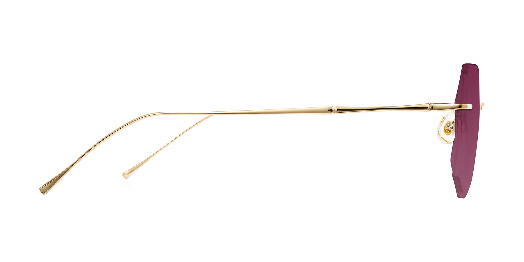 Side of Edme in Gold with Wine Tinted Lenses