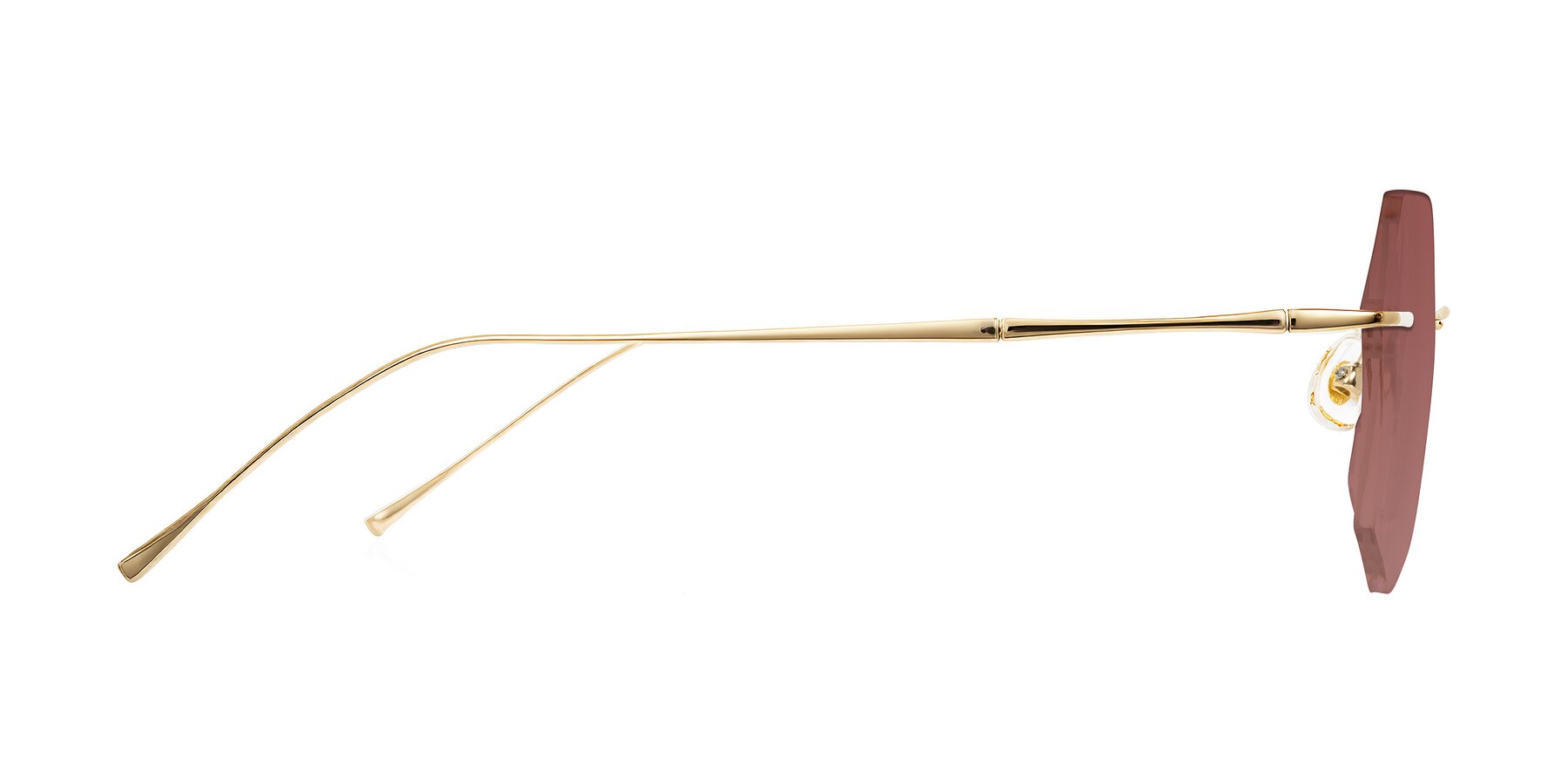 Side of Edme in Gold with Garnet Tinted Lenses