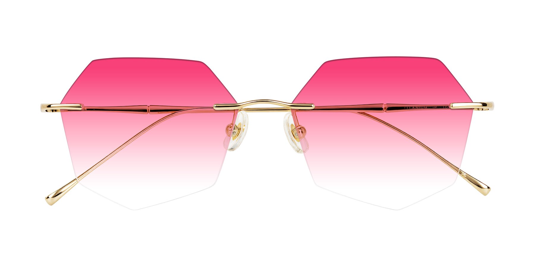 Folded Front of Edme in Gold with Pink Gradient Lenses