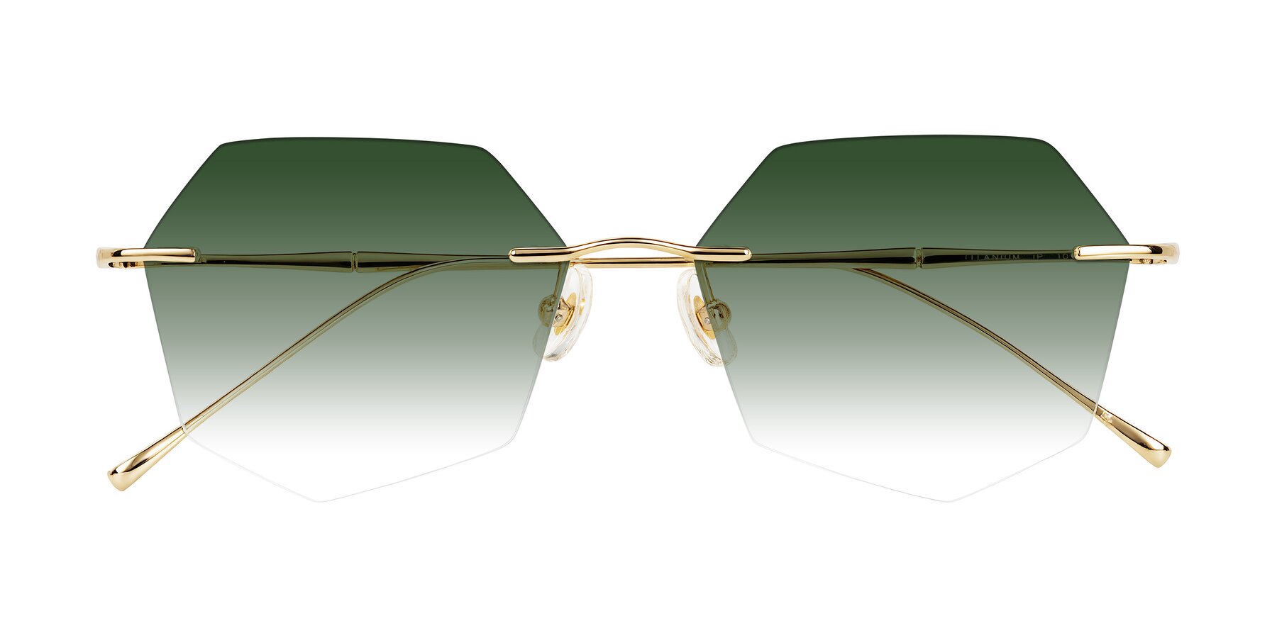 Folded Front of Edme in Gold with Green Gradient Lenses