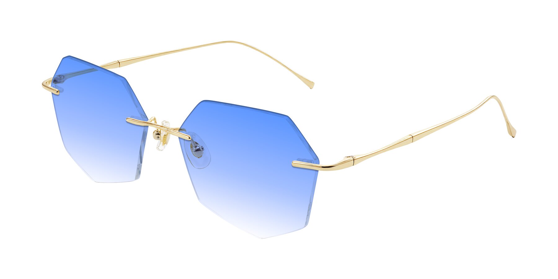 Angle of Edme in Gold with Blue Gradient Lenses
