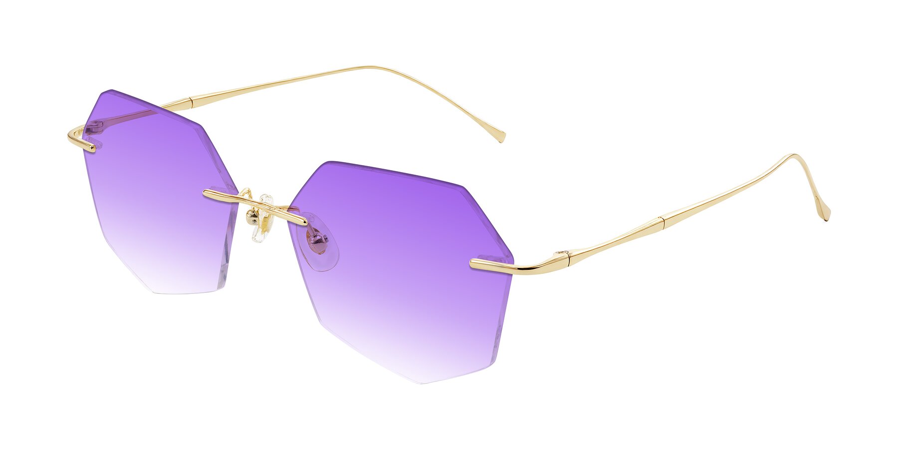 Angle of Edme in Gold with Purple Gradient Lenses