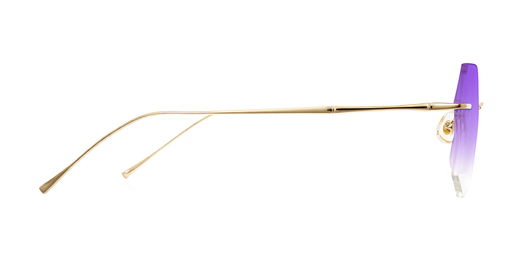 Side of Edme in Gold with Purple Gradient Lenses
