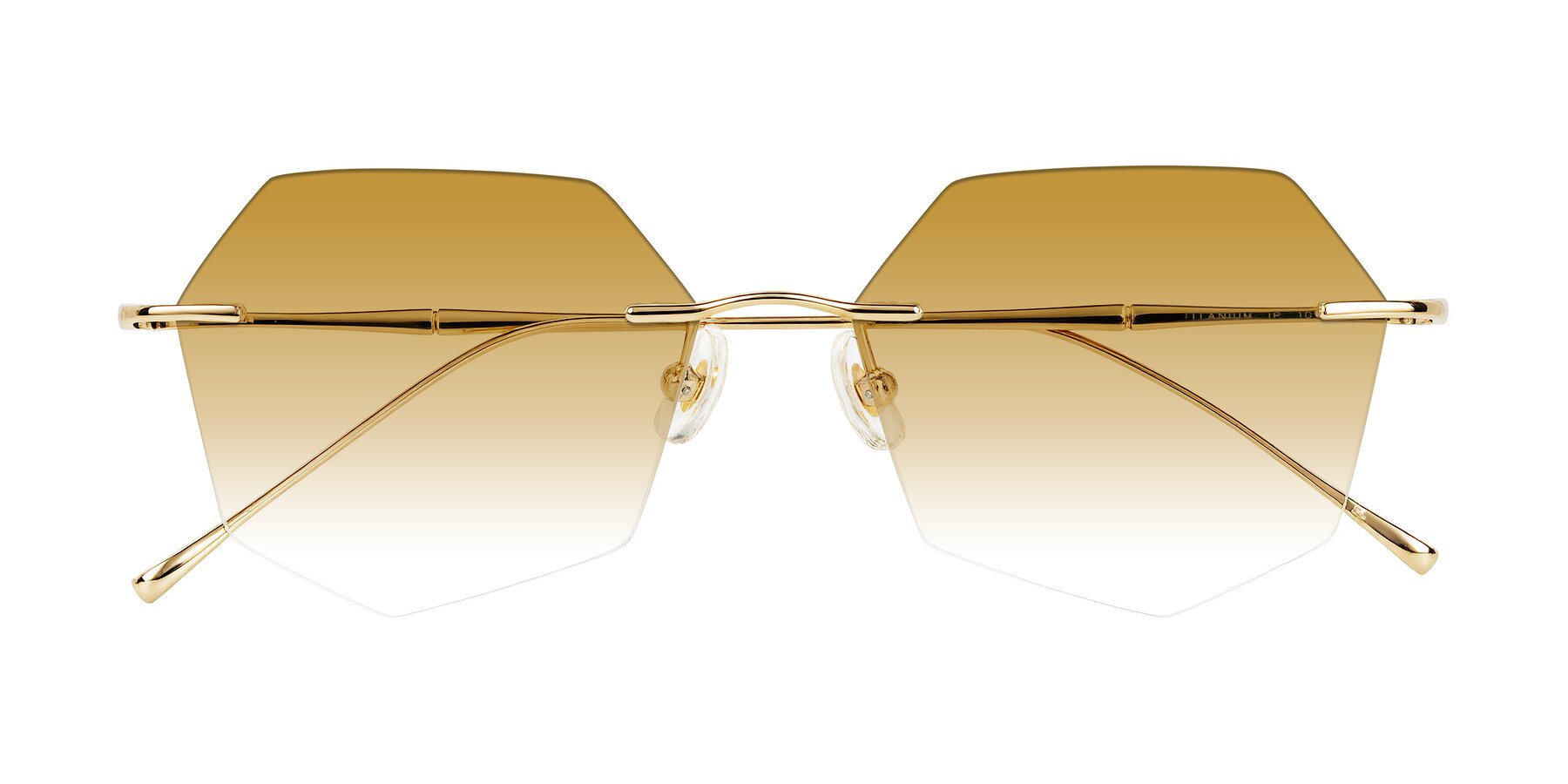 Folded Front of Edme in Gold with Champagne Gradient Lenses
